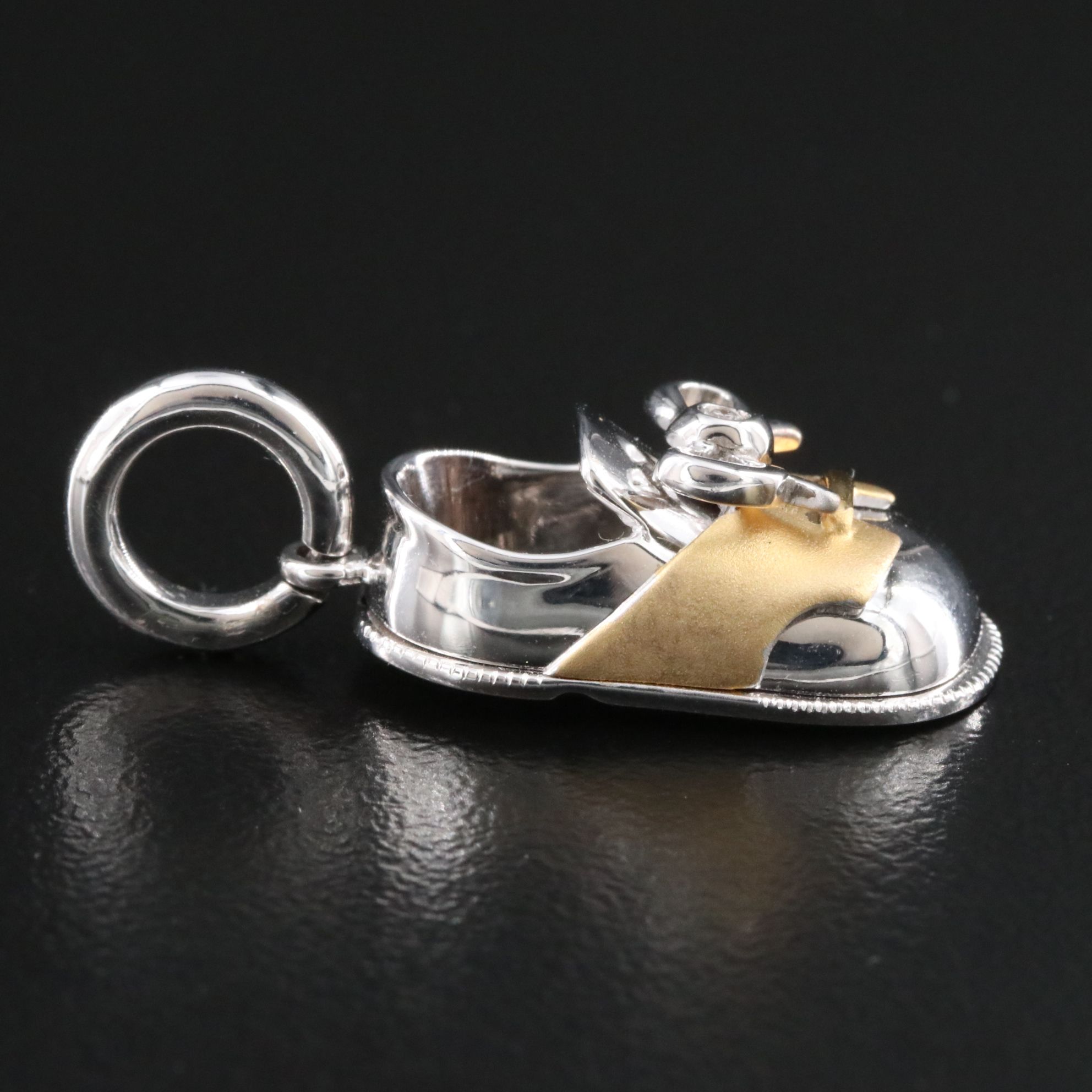 Aaron Basha 18K Baby Saddle Shoe Charm with Diamond Accent