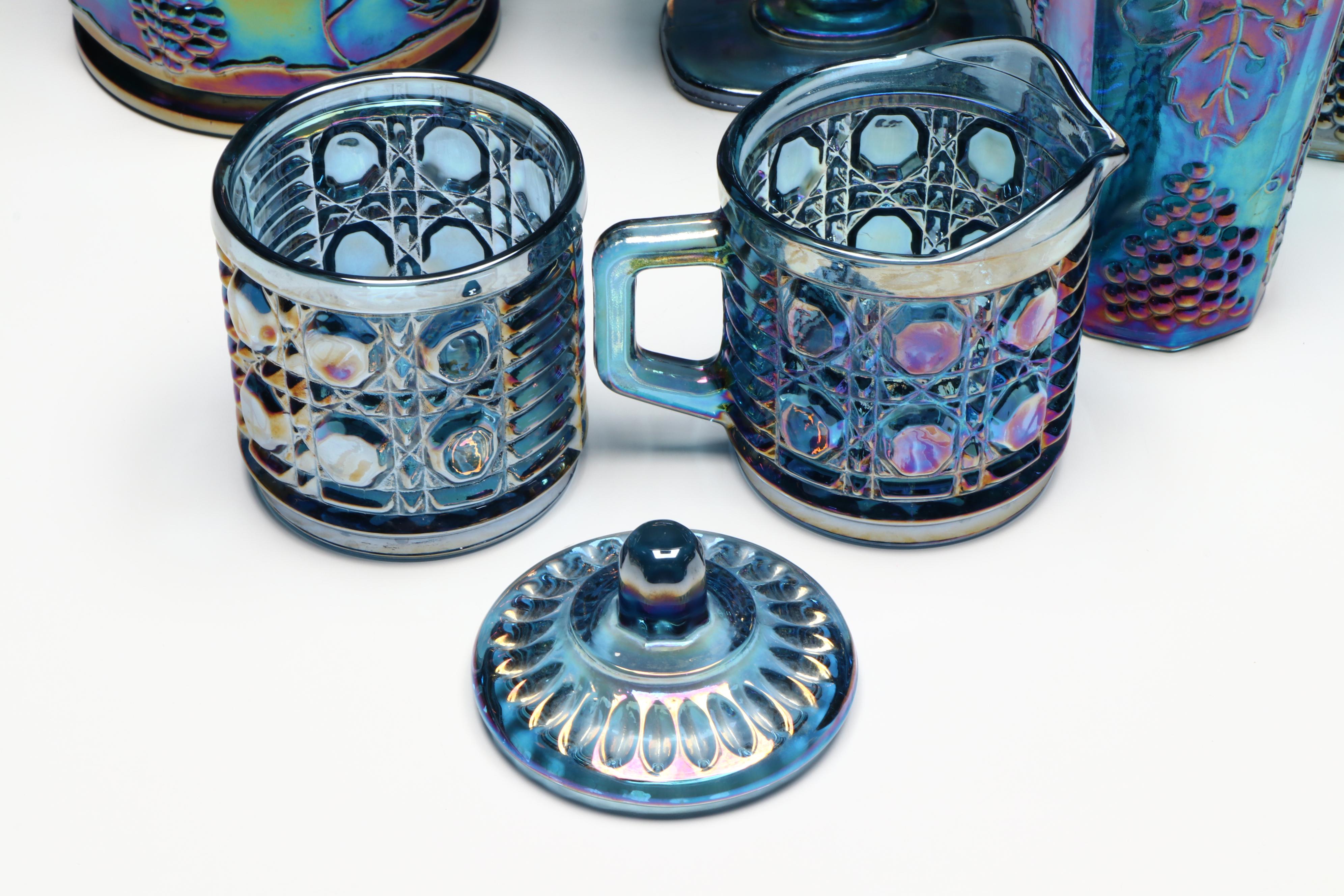Colony "Harvest Carnival" with Indiana Glass "Windsor Blue" and Other Tableware
