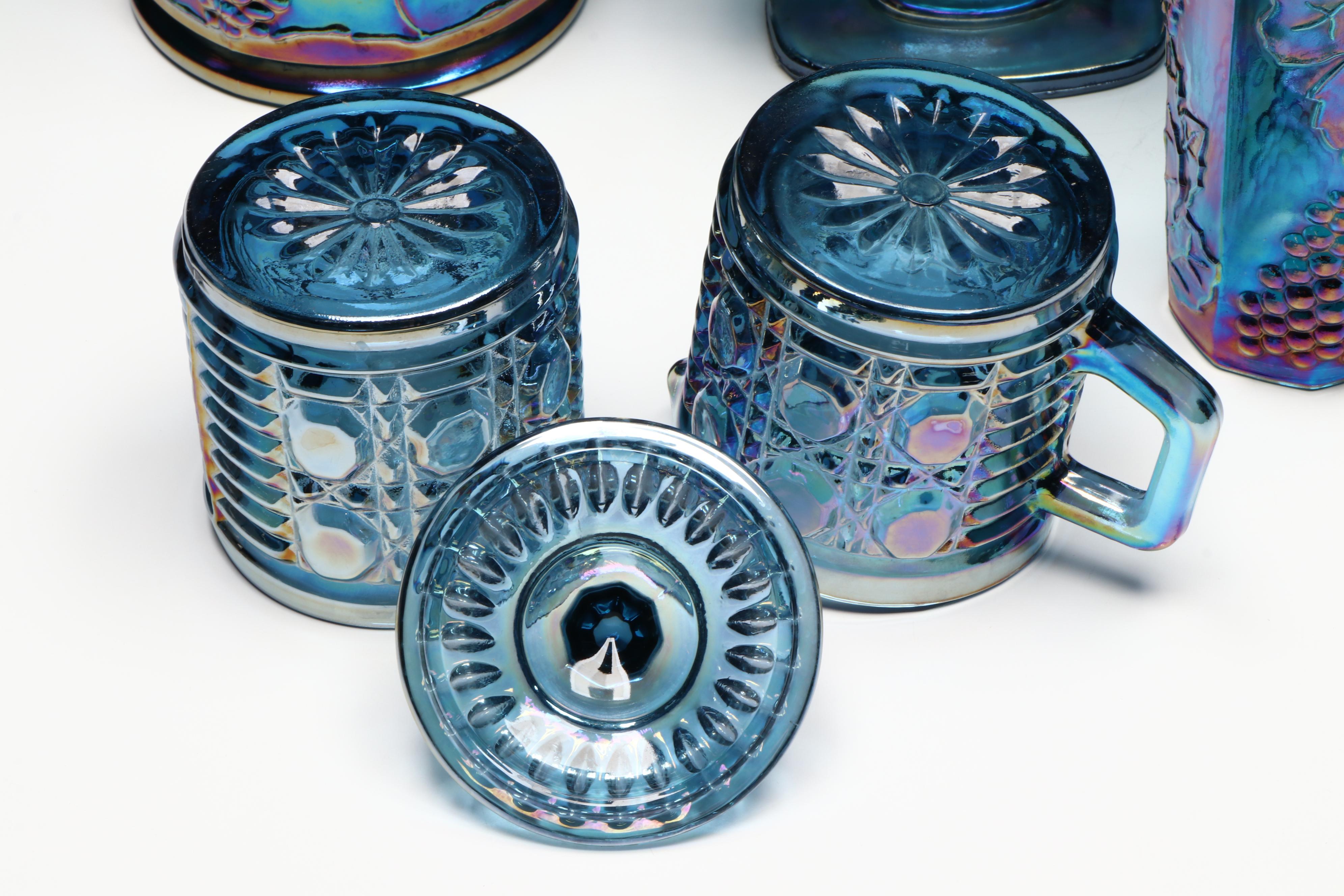Colony "Harvest Carnival" with Indiana Glass "Windsor Blue" and Other Tableware