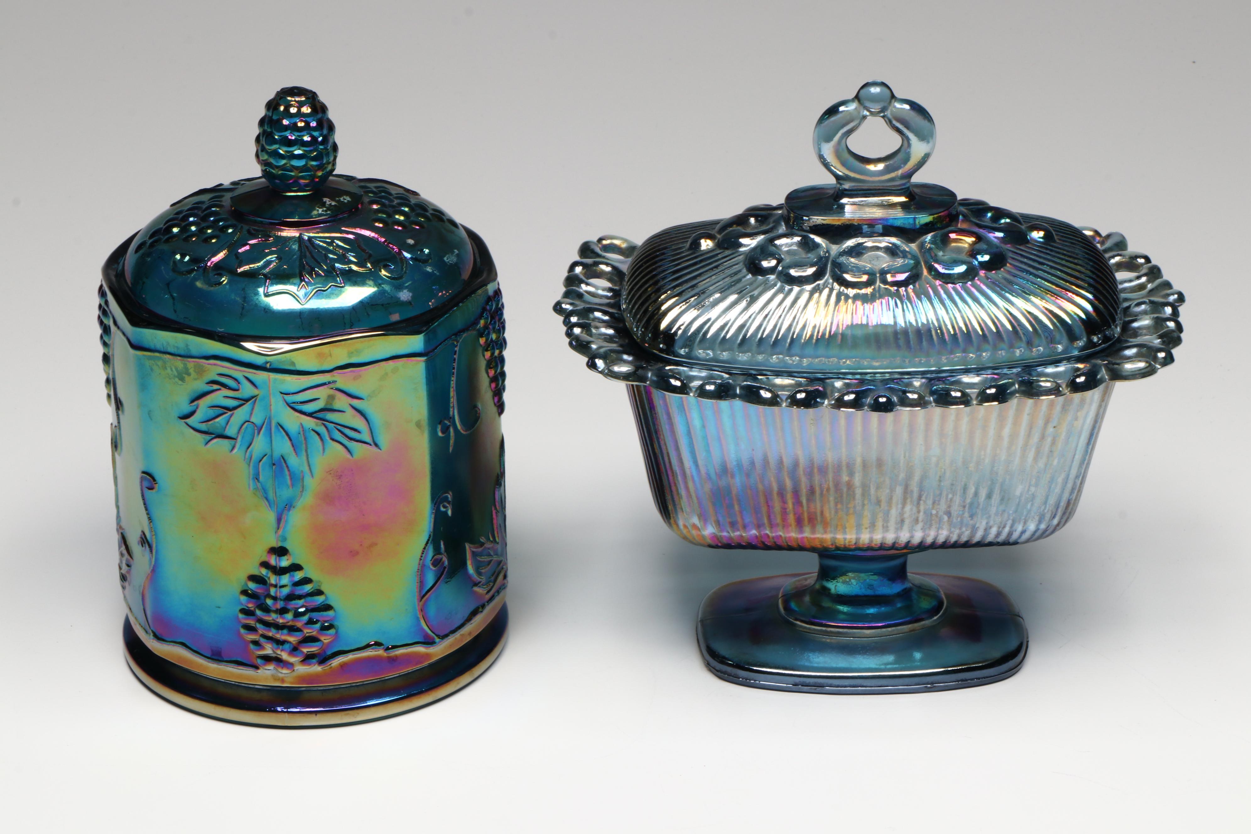 Colony "Harvest Carnival" with Indiana Glass "Windsor Blue" and Other Tableware