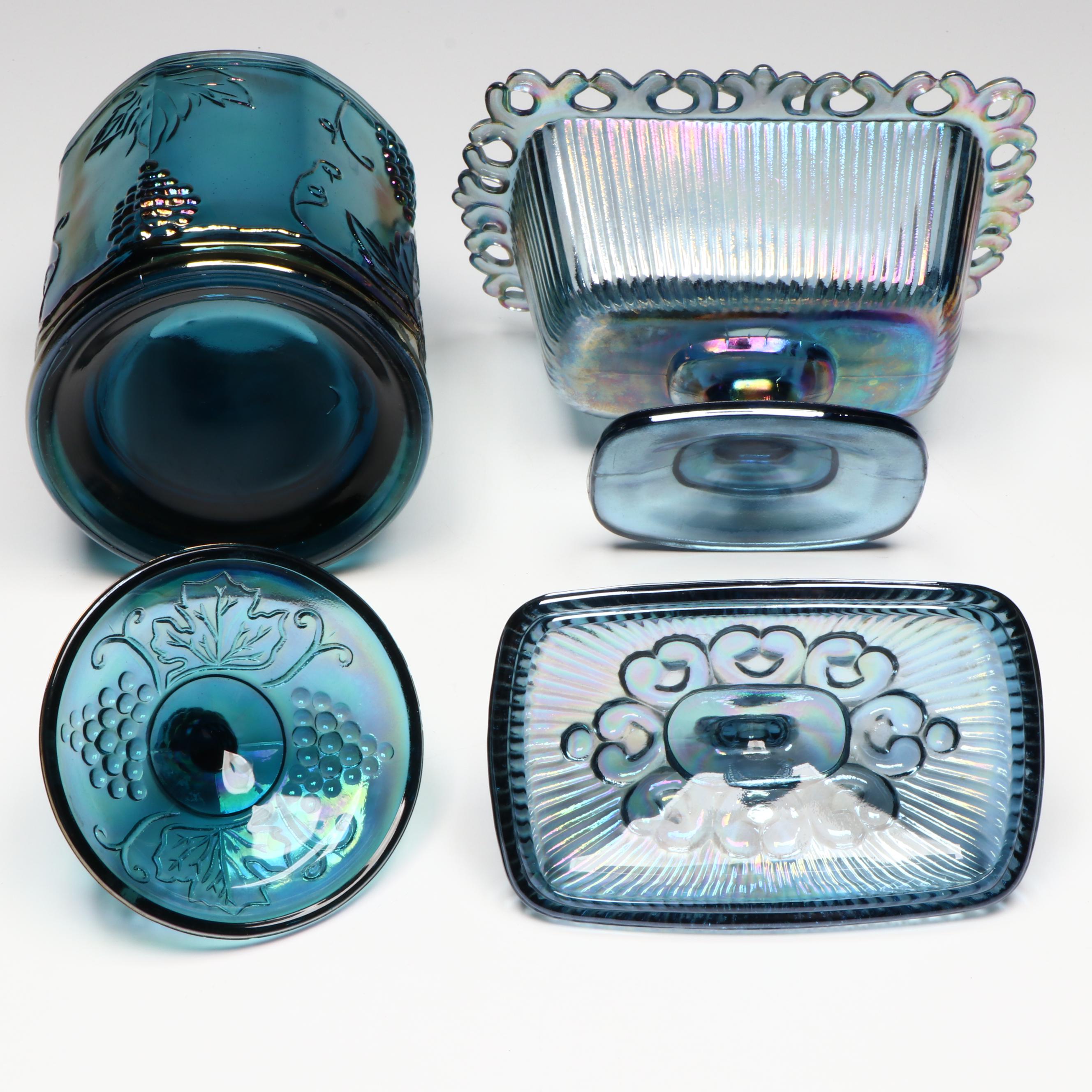 Colony "Harvest Carnival" with Indiana Glass "Windsor Blue" and Other Tableware