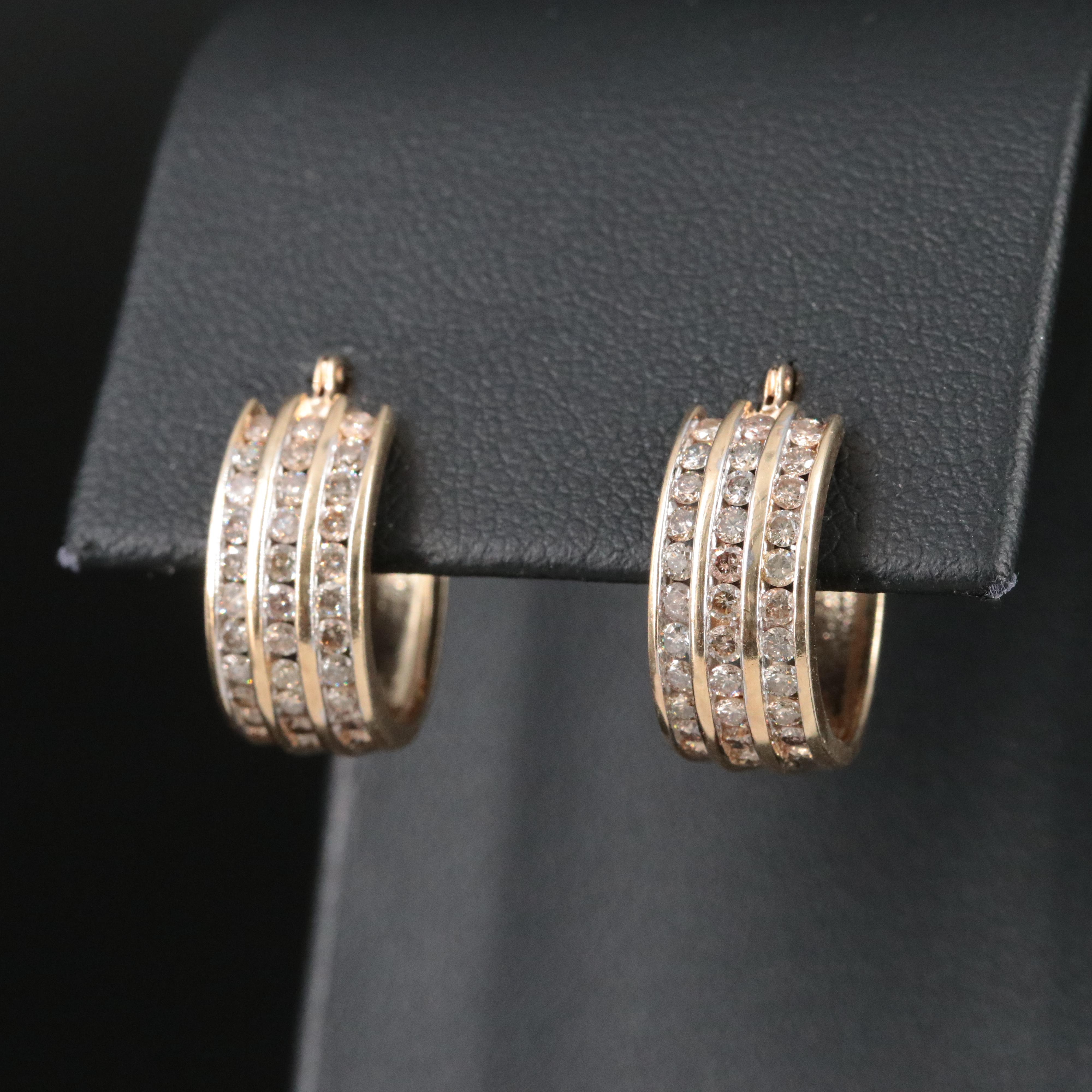 10K 1.03 CTW Diamond Hoop Earrings Featuring Fancy Diamonds
