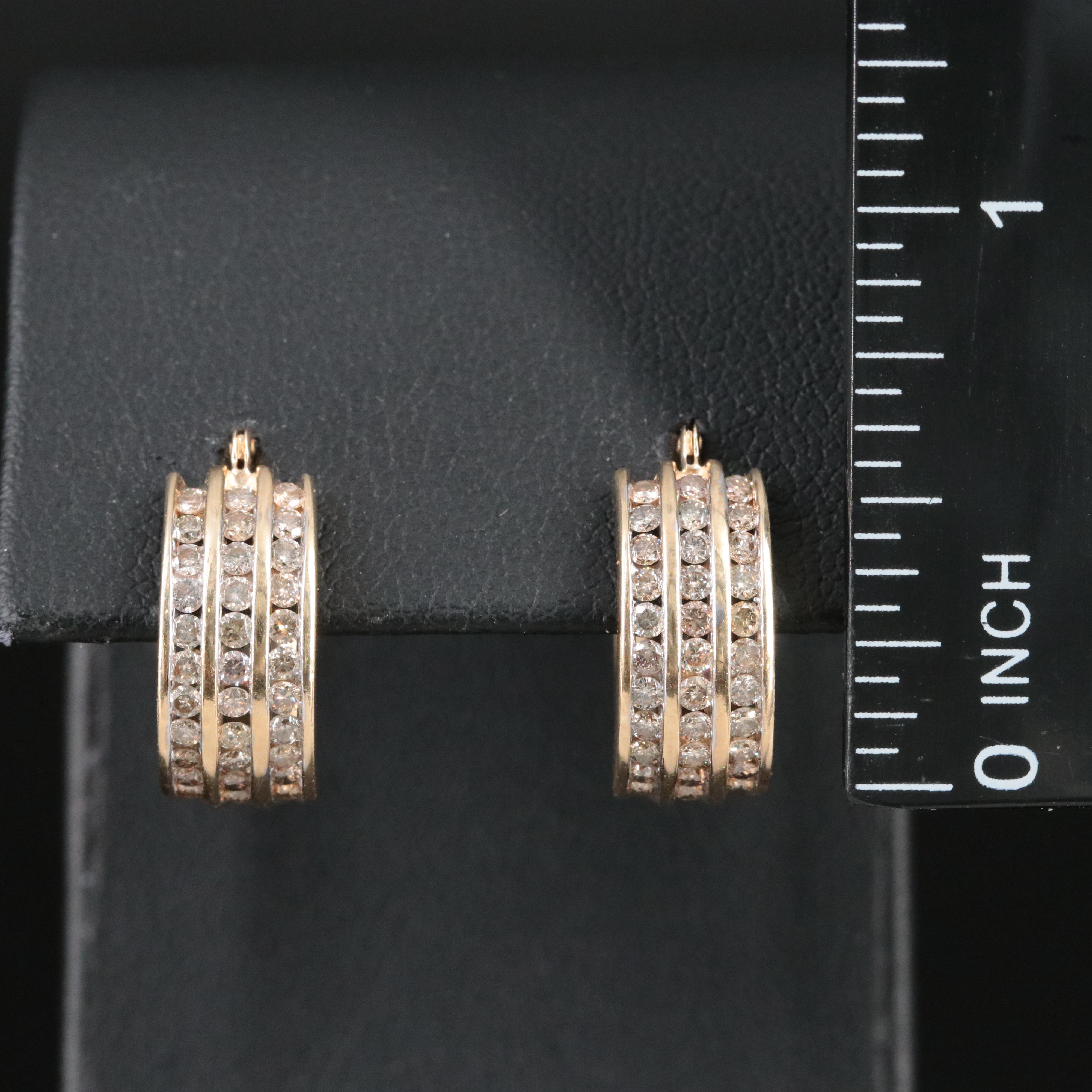 10K 1.03 CTW Diamond Hoop Earrings Featuring Fancy Diamonds