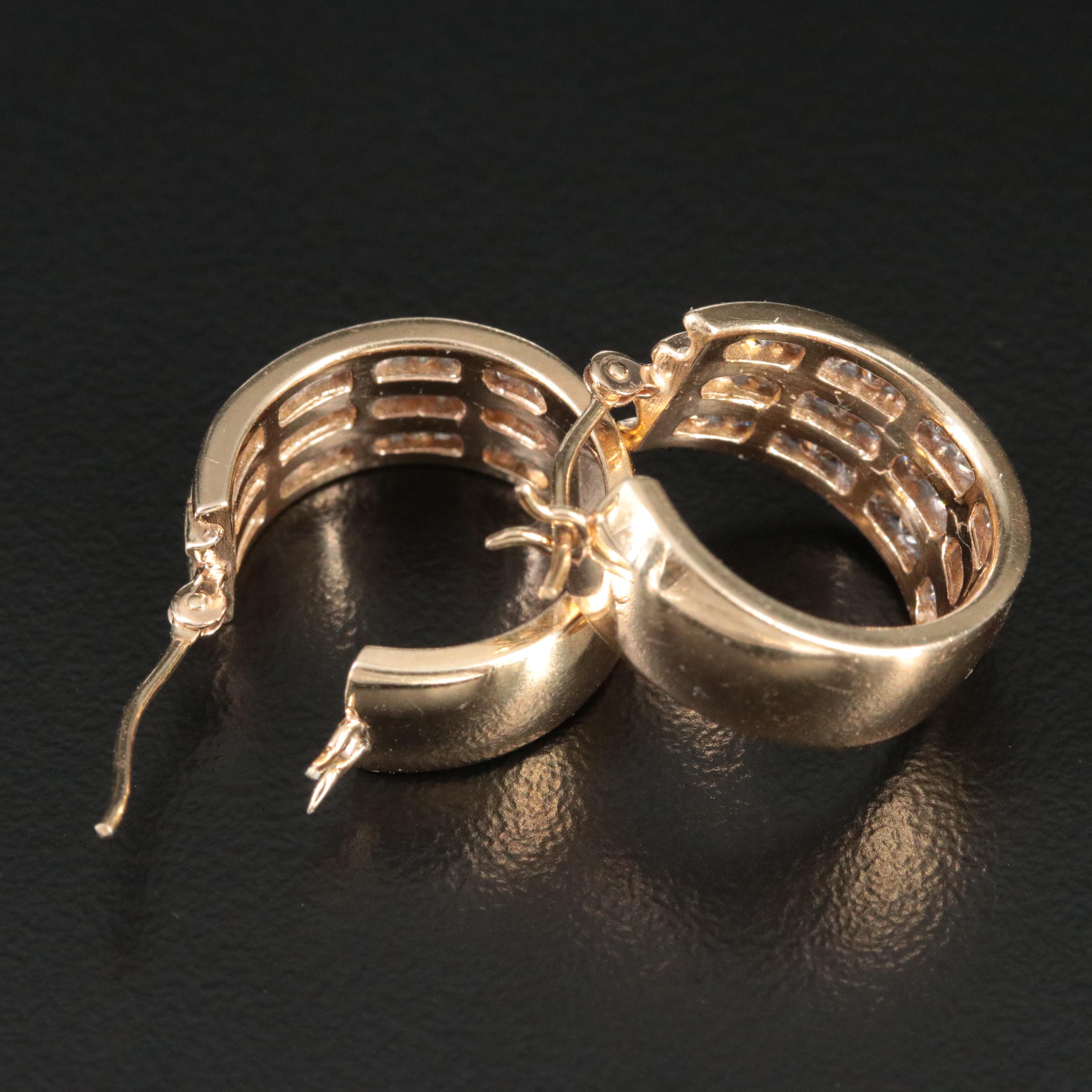 10K 1.03 CTW Diamond Hoop Earrings Featuring Fancy Diamonds