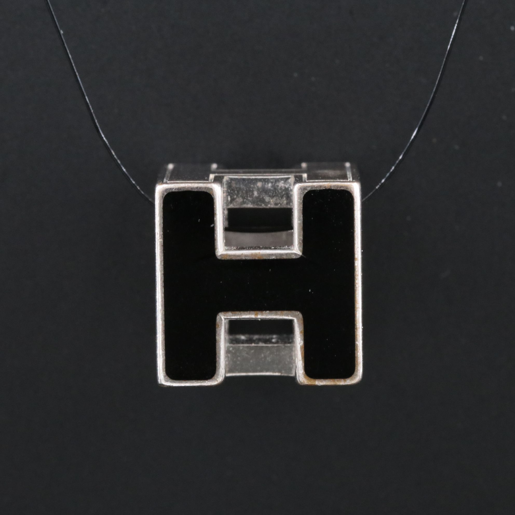 Hermès Cage d'H Black Enamel Pendant