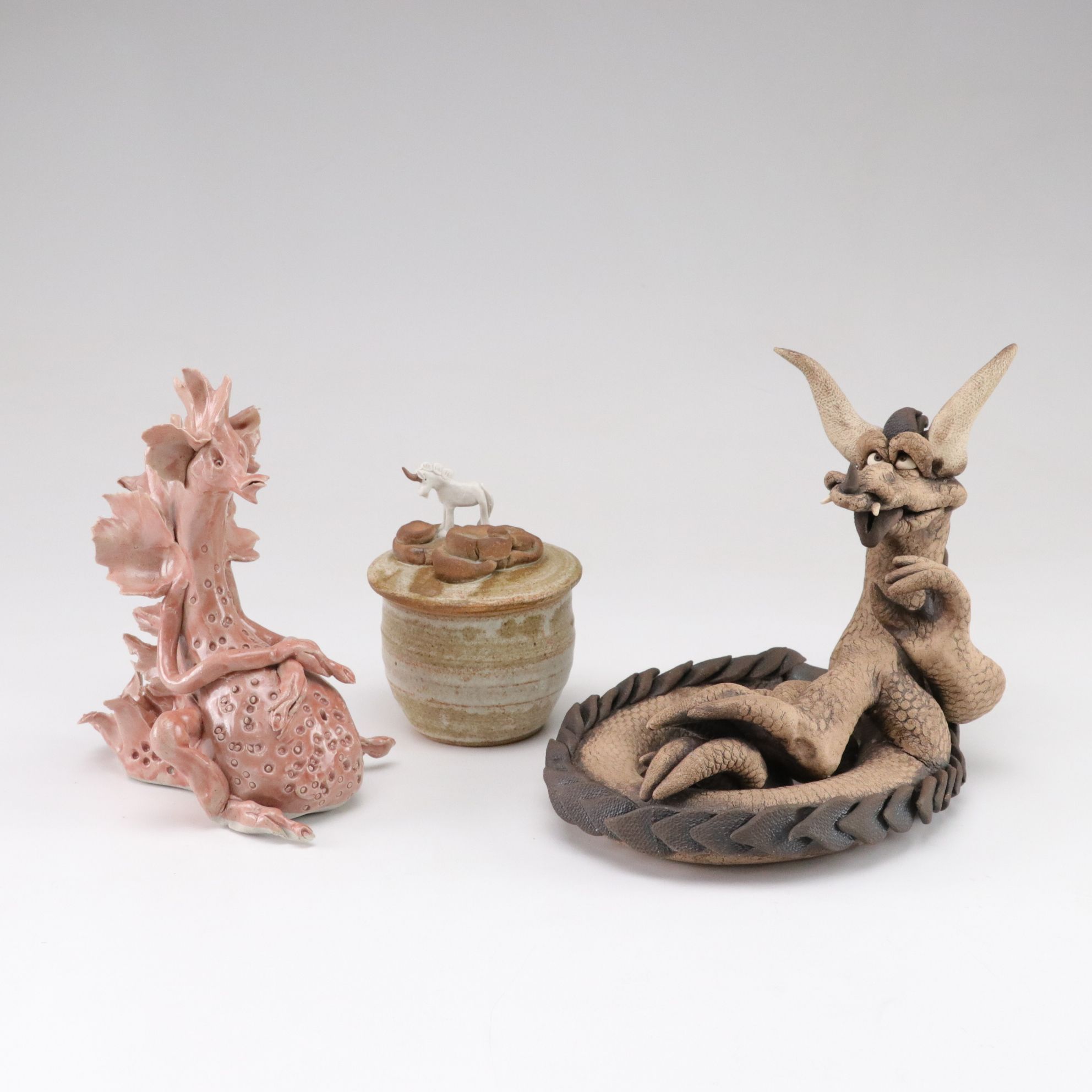 Hand-Crafted Dragon Statue & Unicorn Bowl