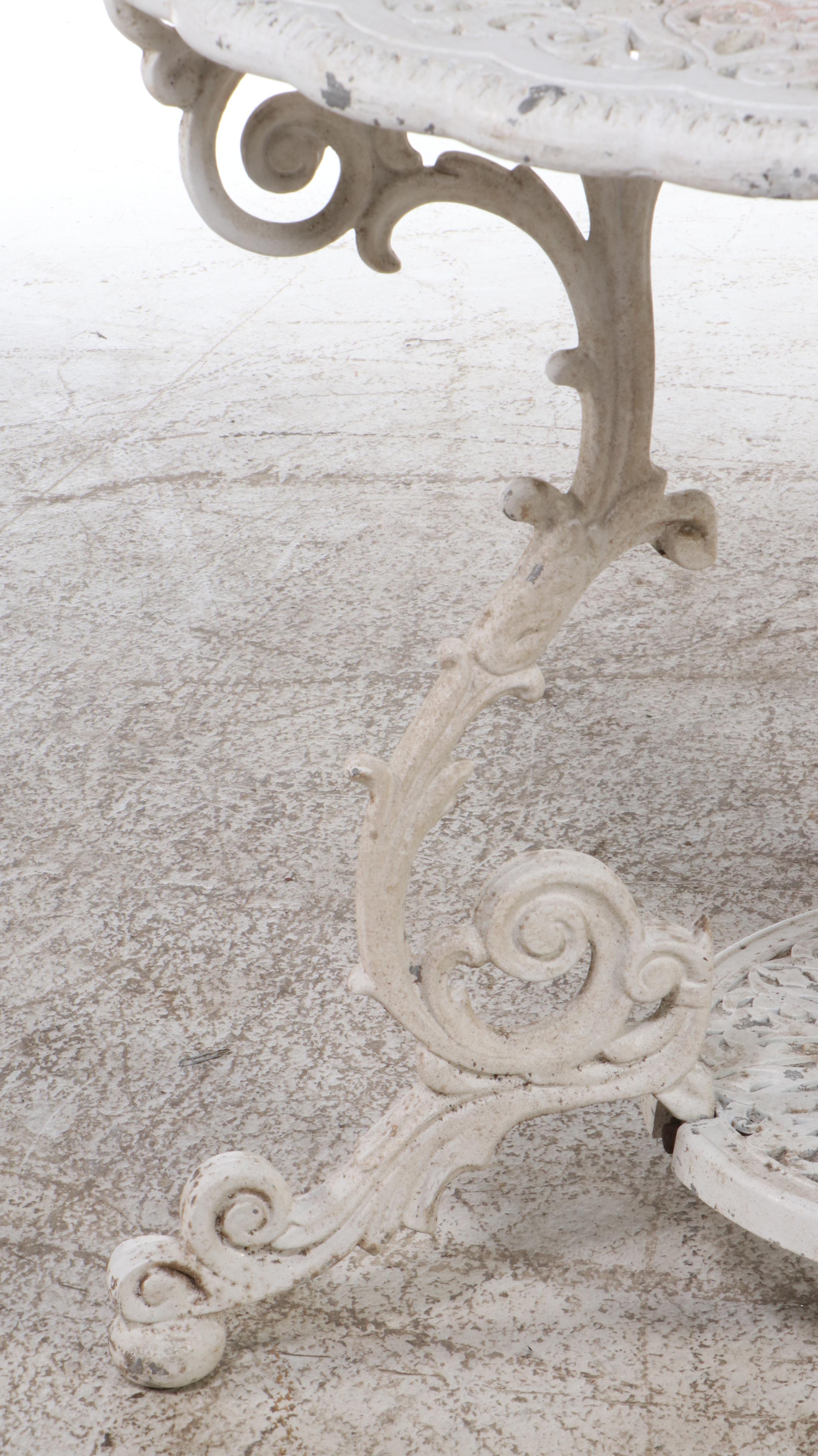 Victorian Style White-Painted Cast Iron Patio Tea Table Set