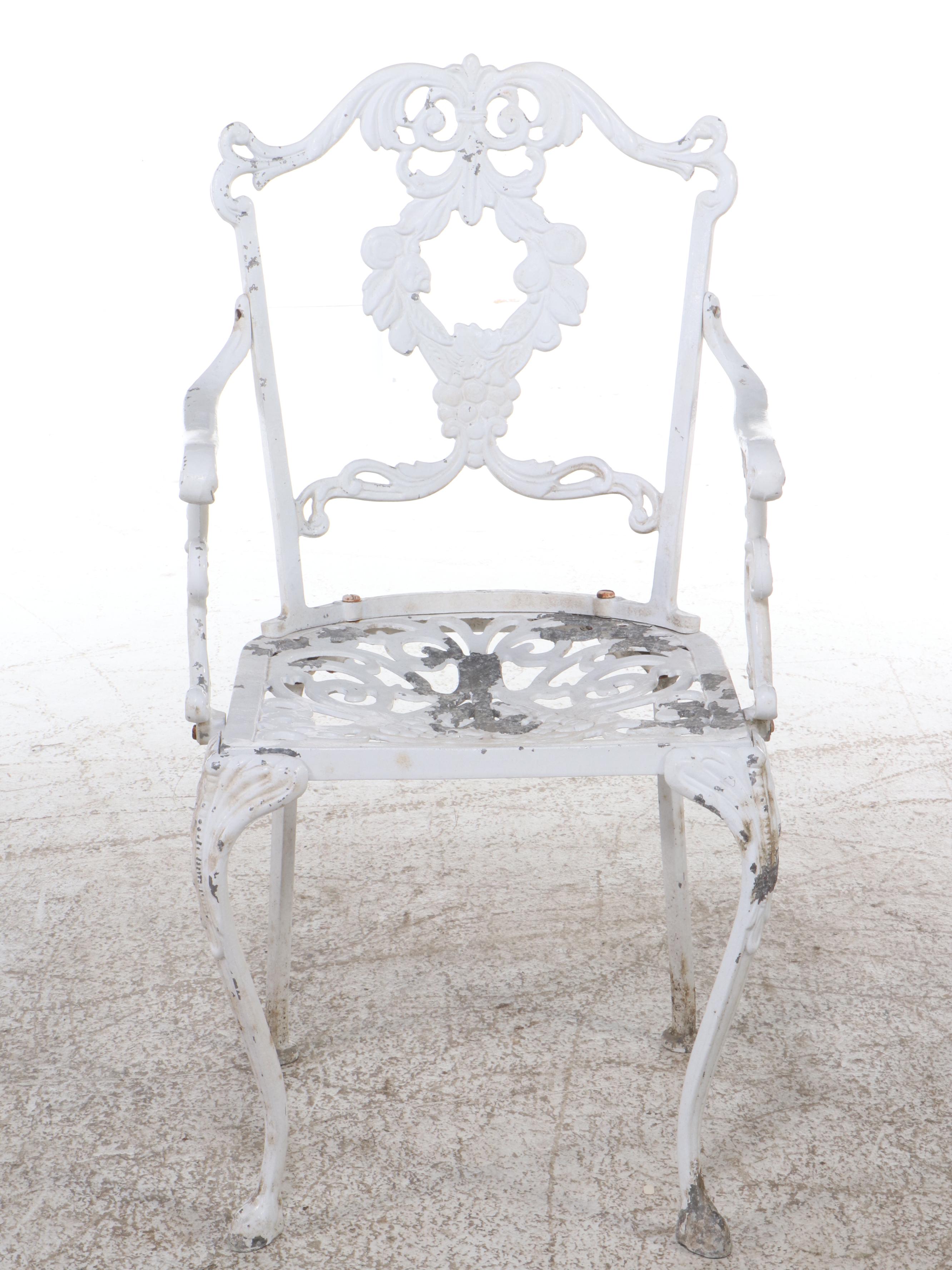 Victorian Style White-Painted Cast Iron Patio Tea Table Set