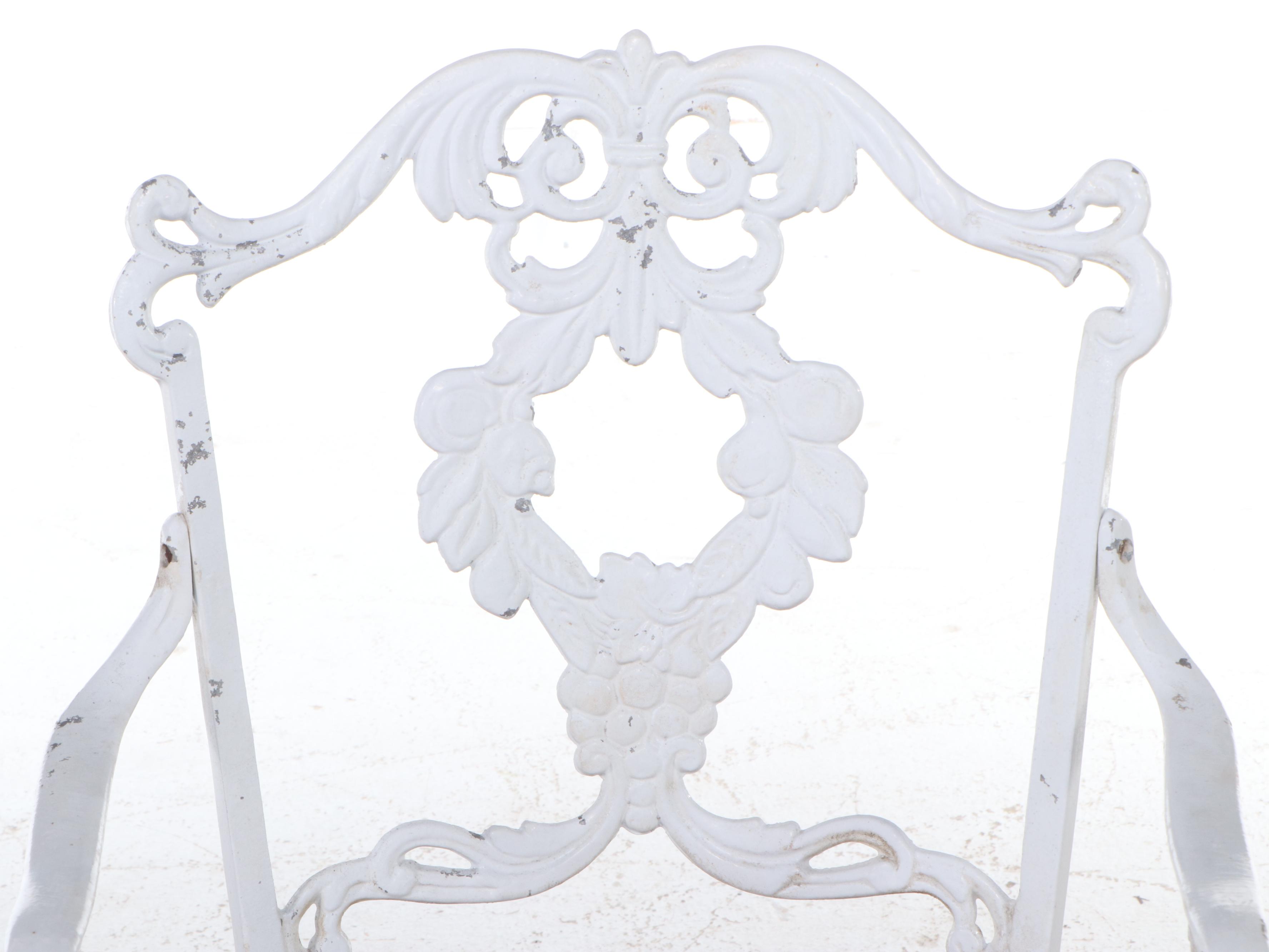 Victorian Style White-Painted Cast Iron Patio Tea Table Set