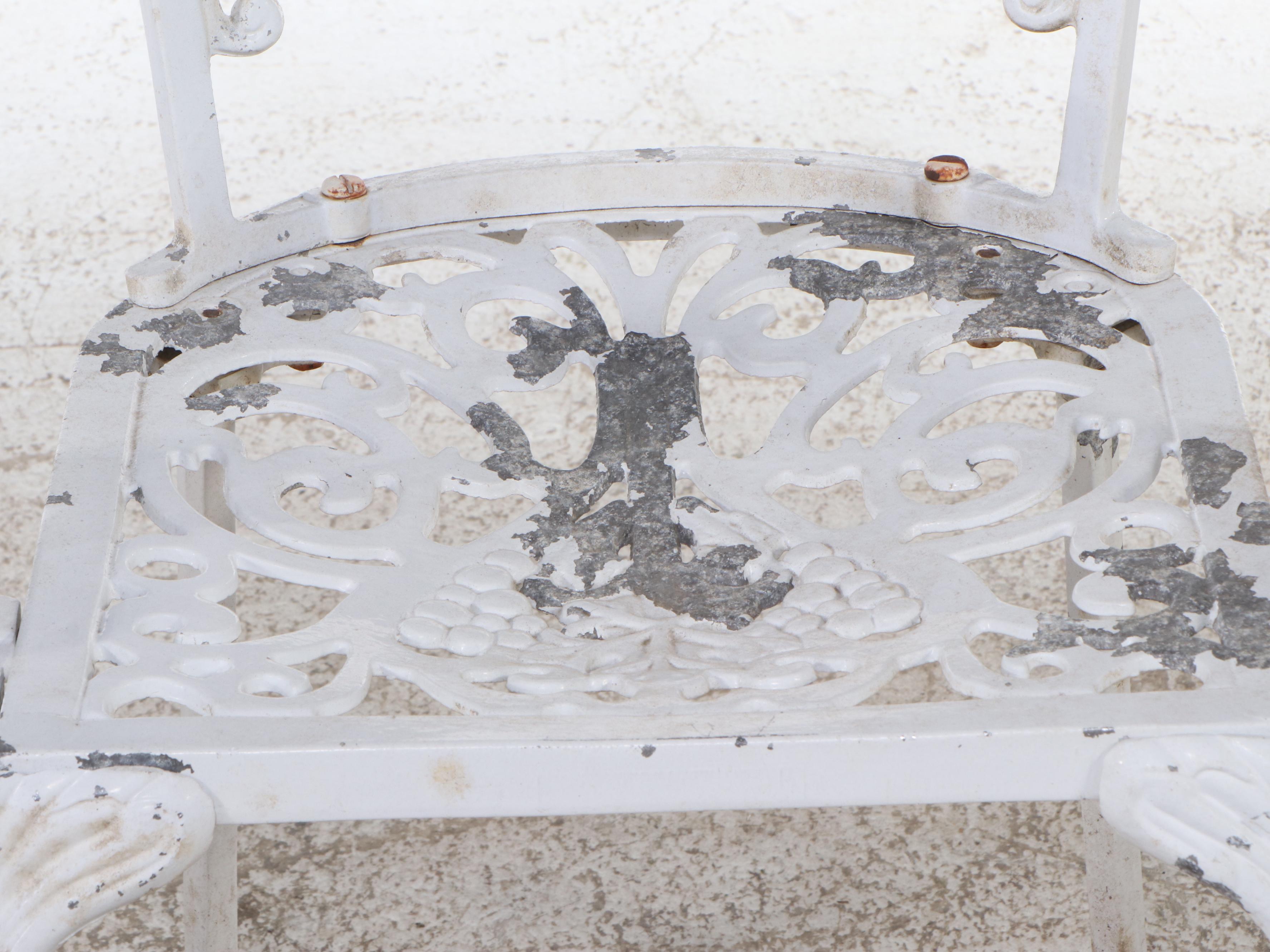 Victorian Style White-Painted Cast Iron Patio Tea Table Set