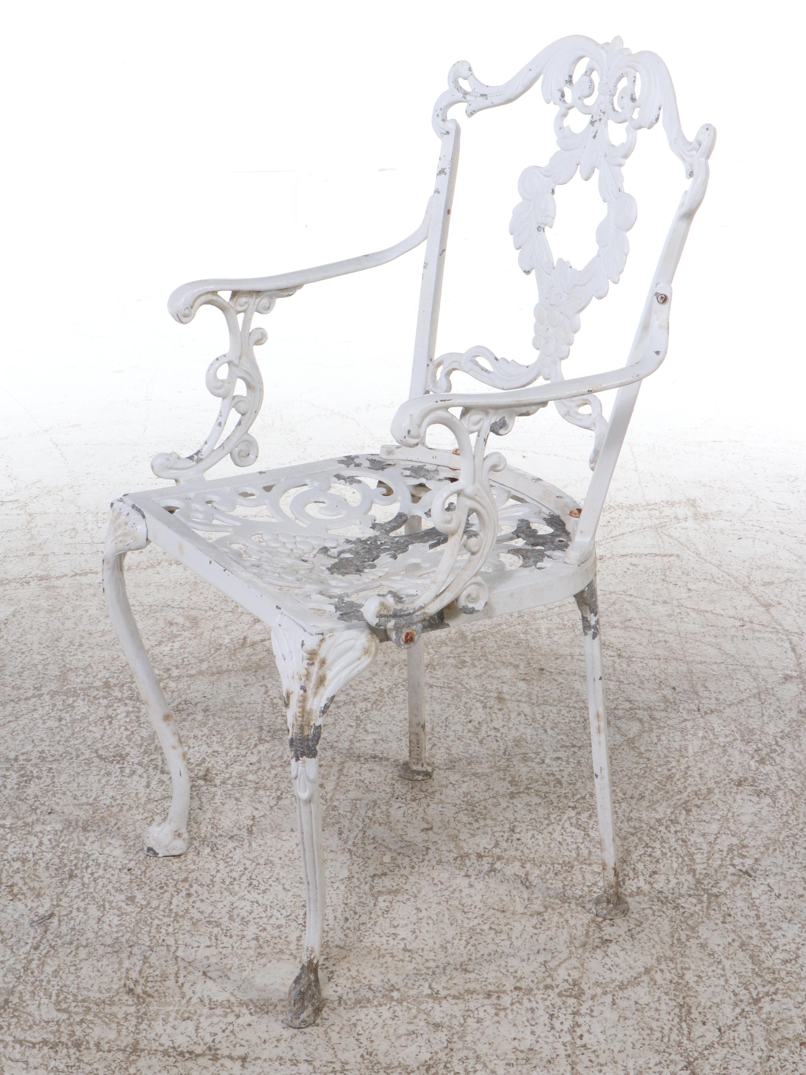 Victorian Style White-Painted Cast Iron Patio Tea Table Set