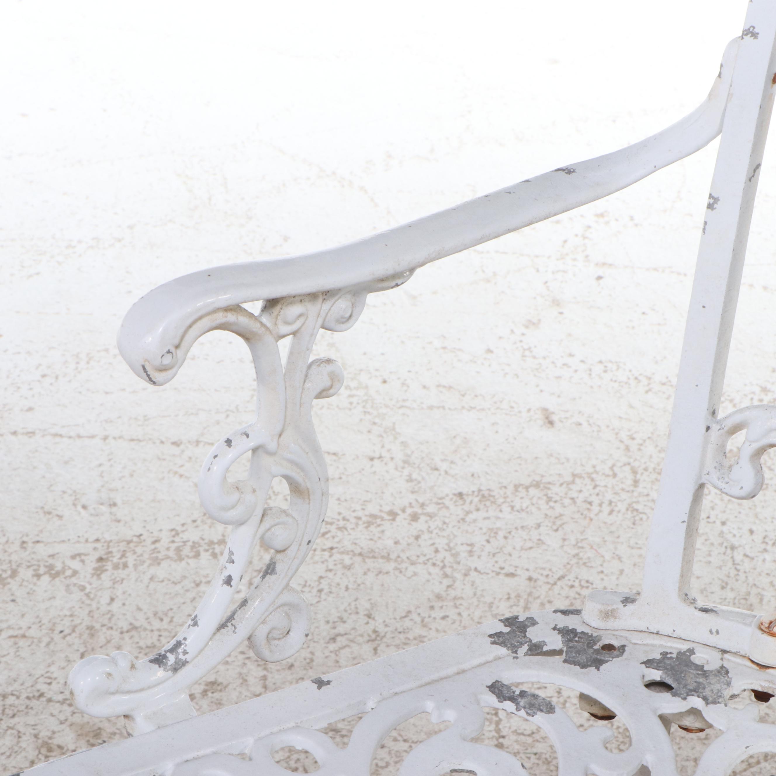 Victorian Style White-Painted Cast Iron Patio Tea Table Set