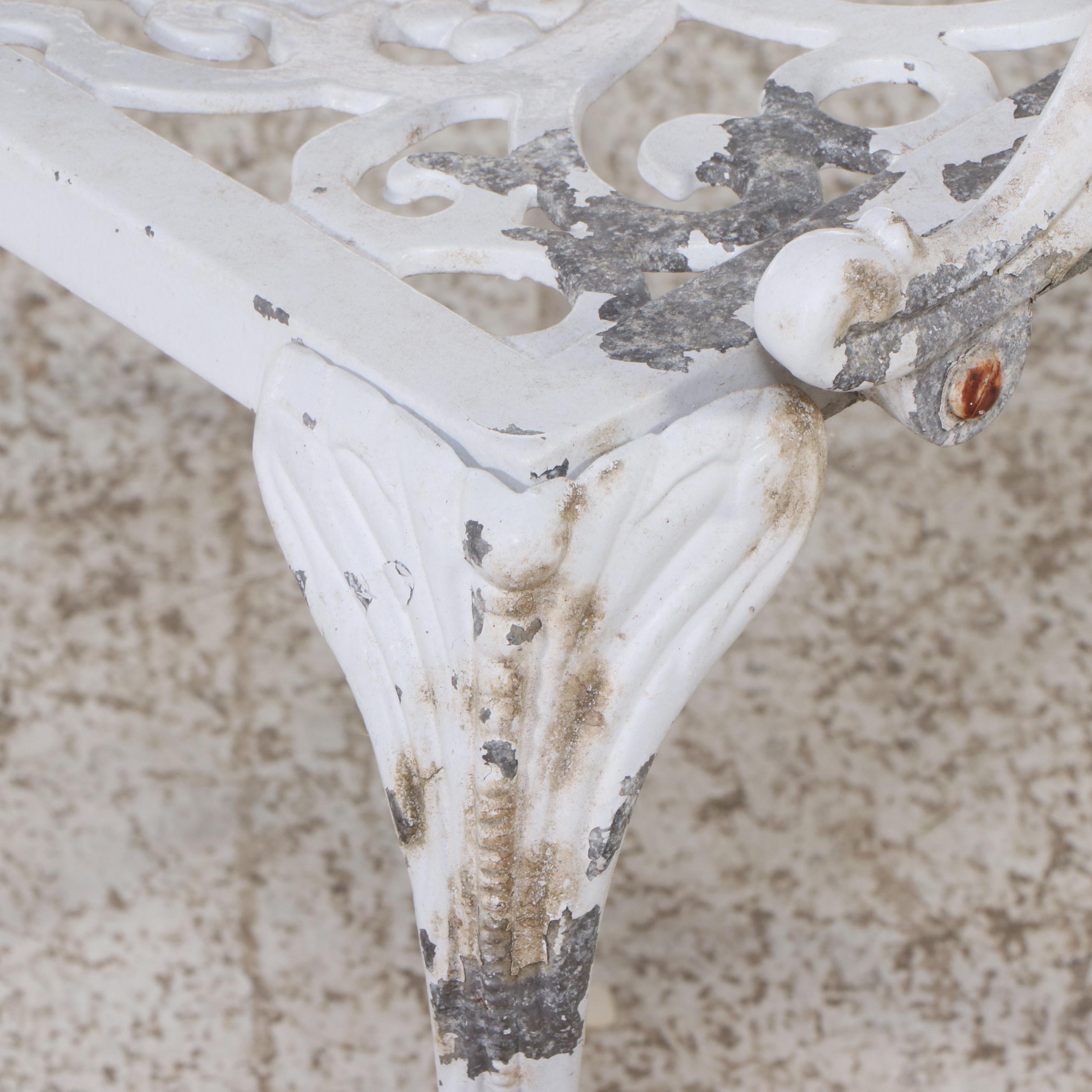 Victorian Style White-Painted Cast Iron Patio Tea Table Set