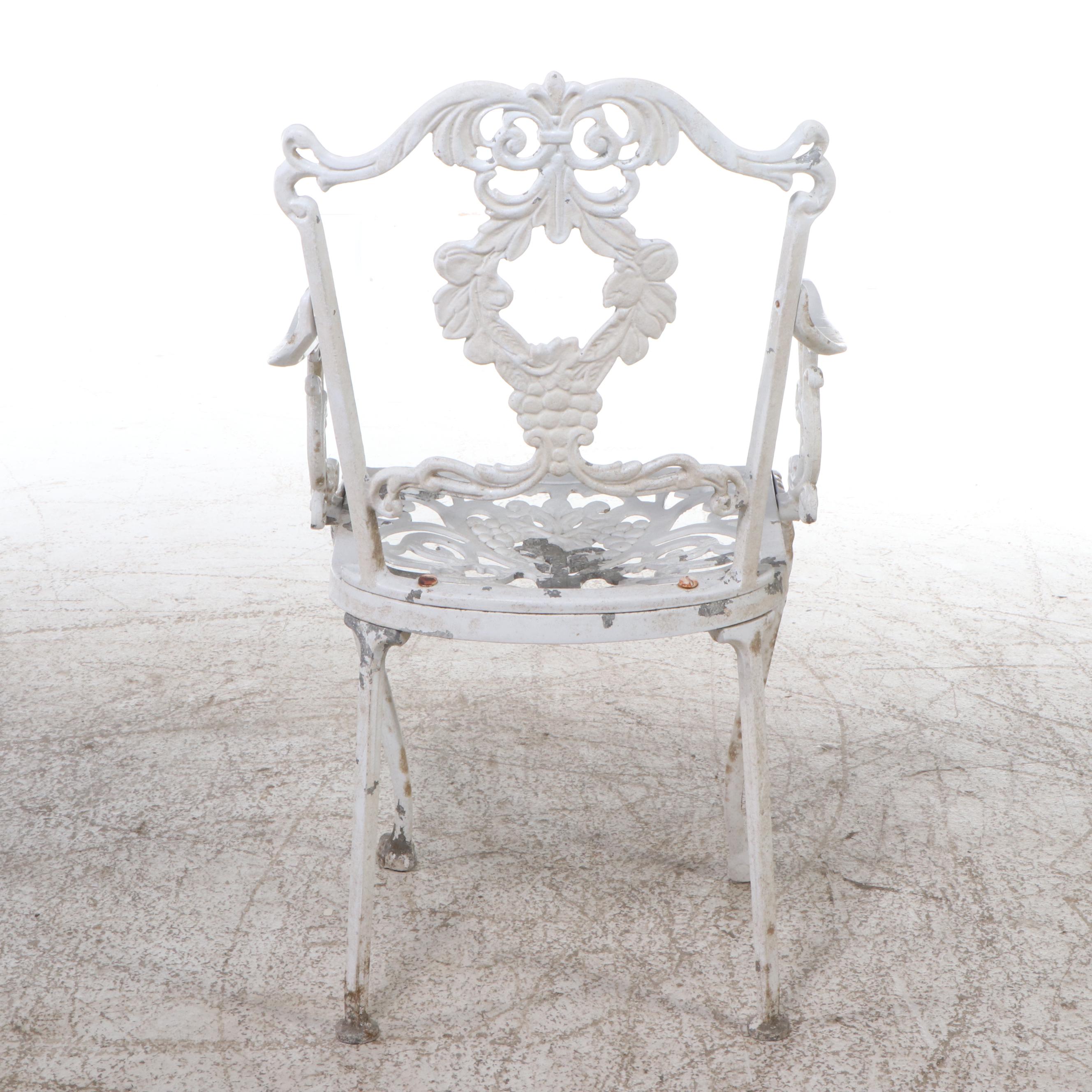 Victorian Style White-Painted Cast Iron Patio Tea Table Set