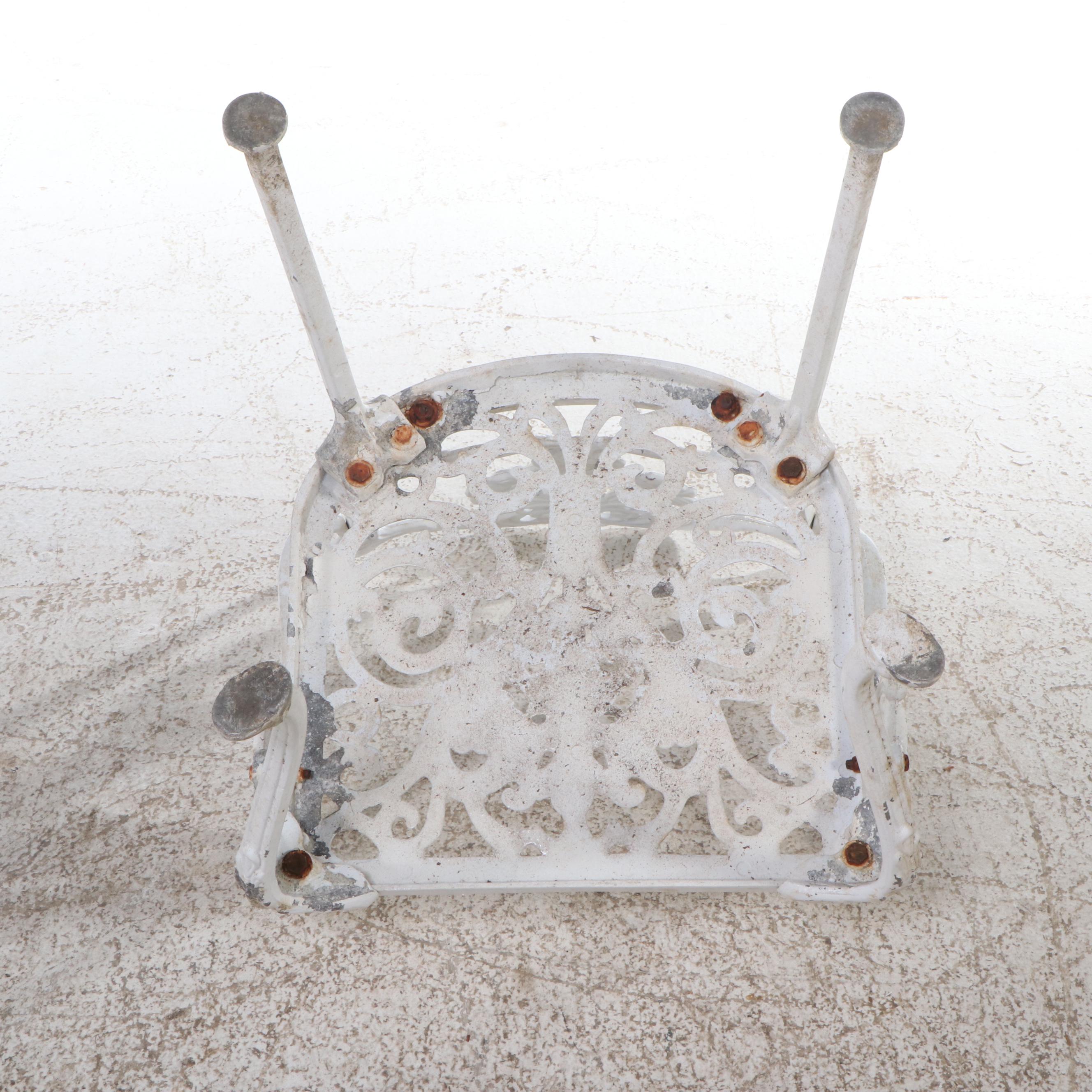 Victorian Style White-Painted Cast Iron Patio Tea Table Set