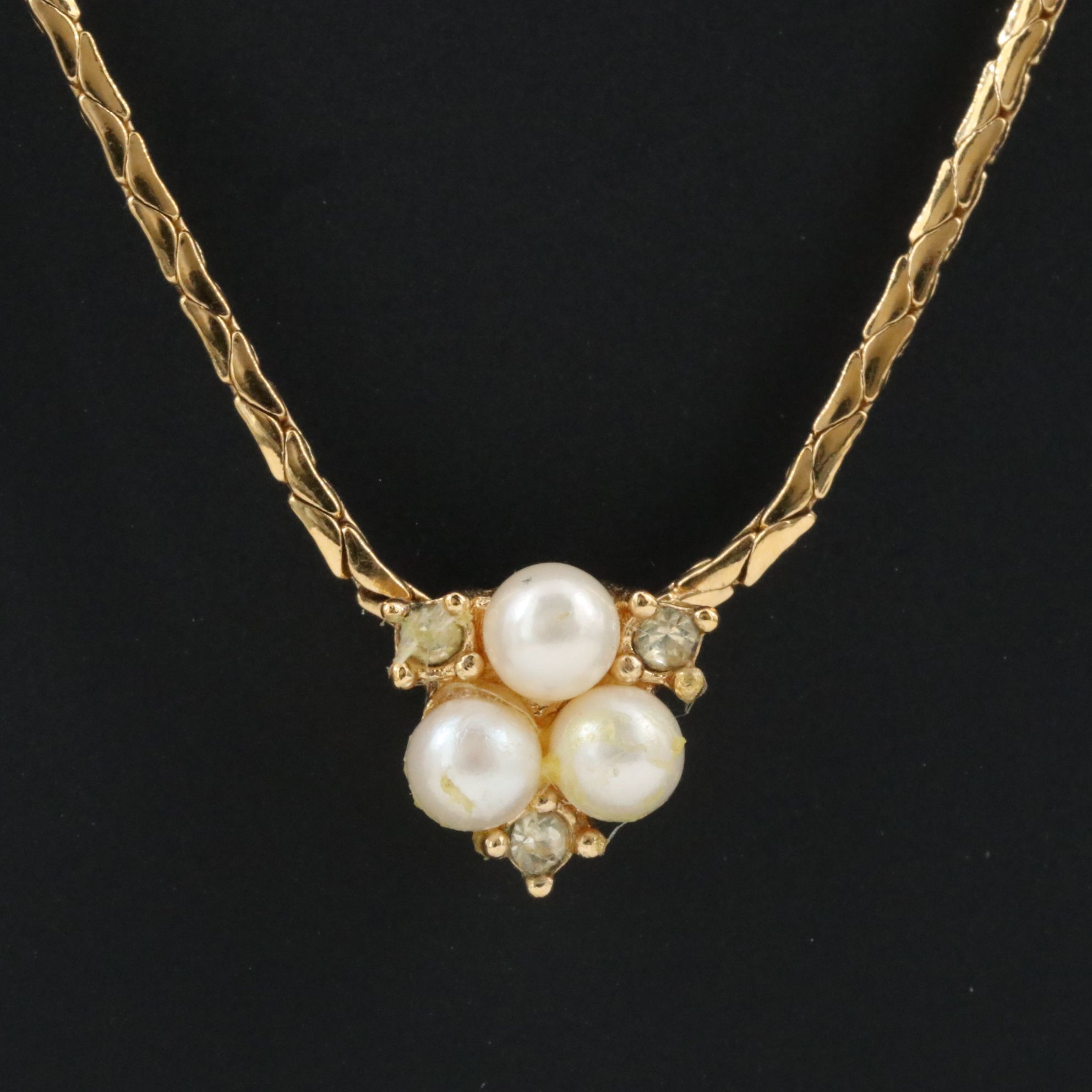 Christian Dior Faux Pearl and Crystal Necklace