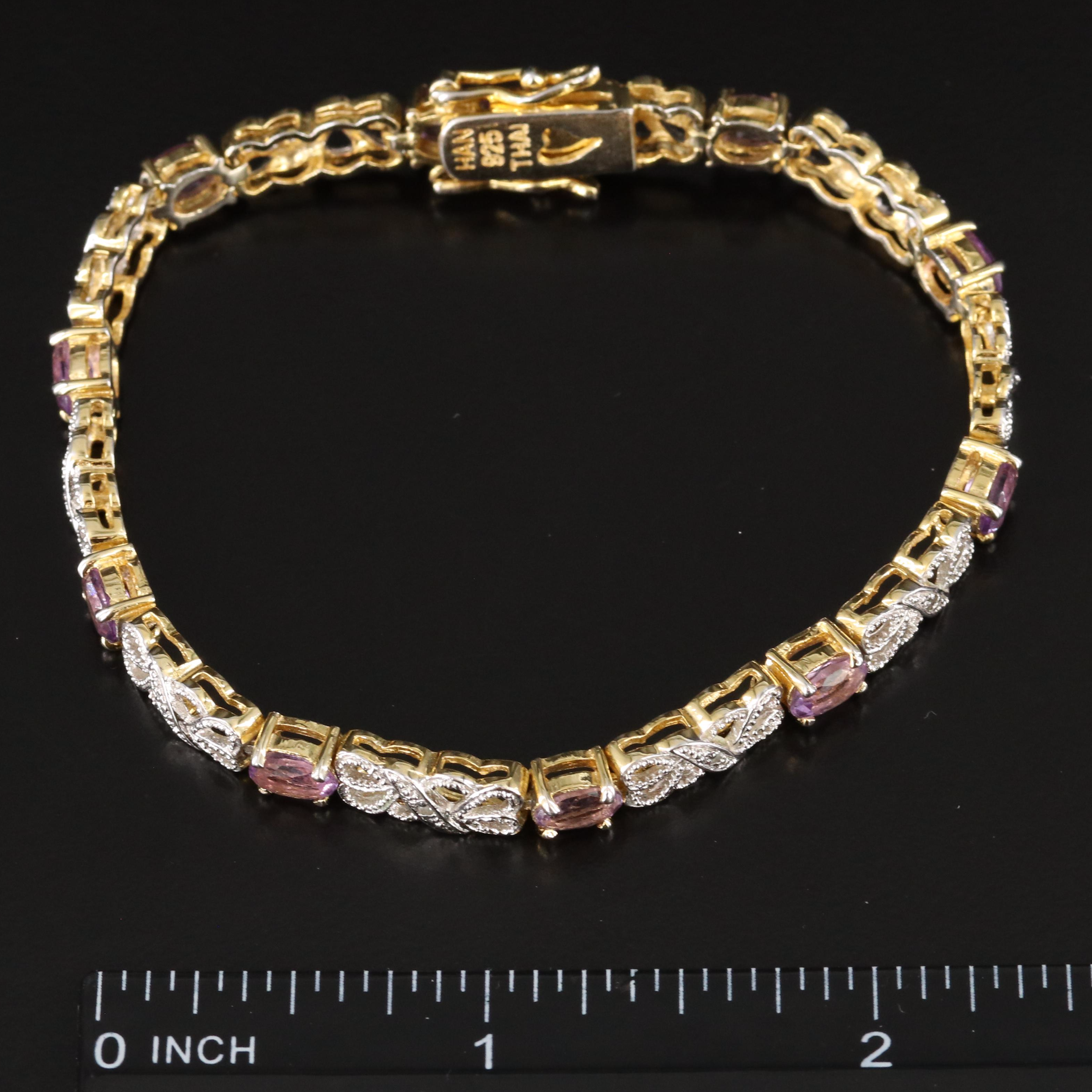 Sterling Gemstone Bracelet Collection Including Peridot, Garnet and Amethyst