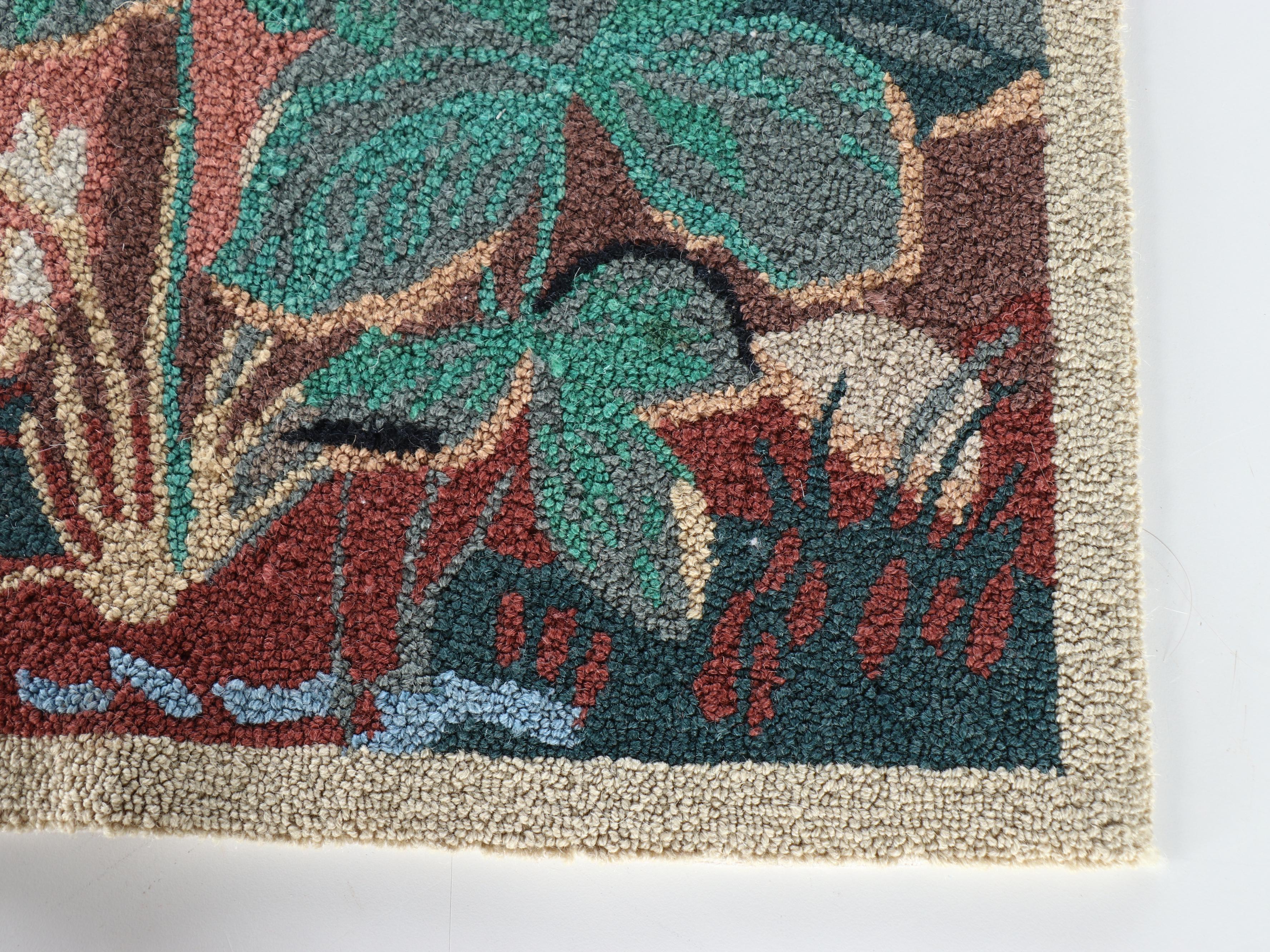 Handmade Needlepoint Dog Portrait Pillows, Hooked Wool Rabbits Rug