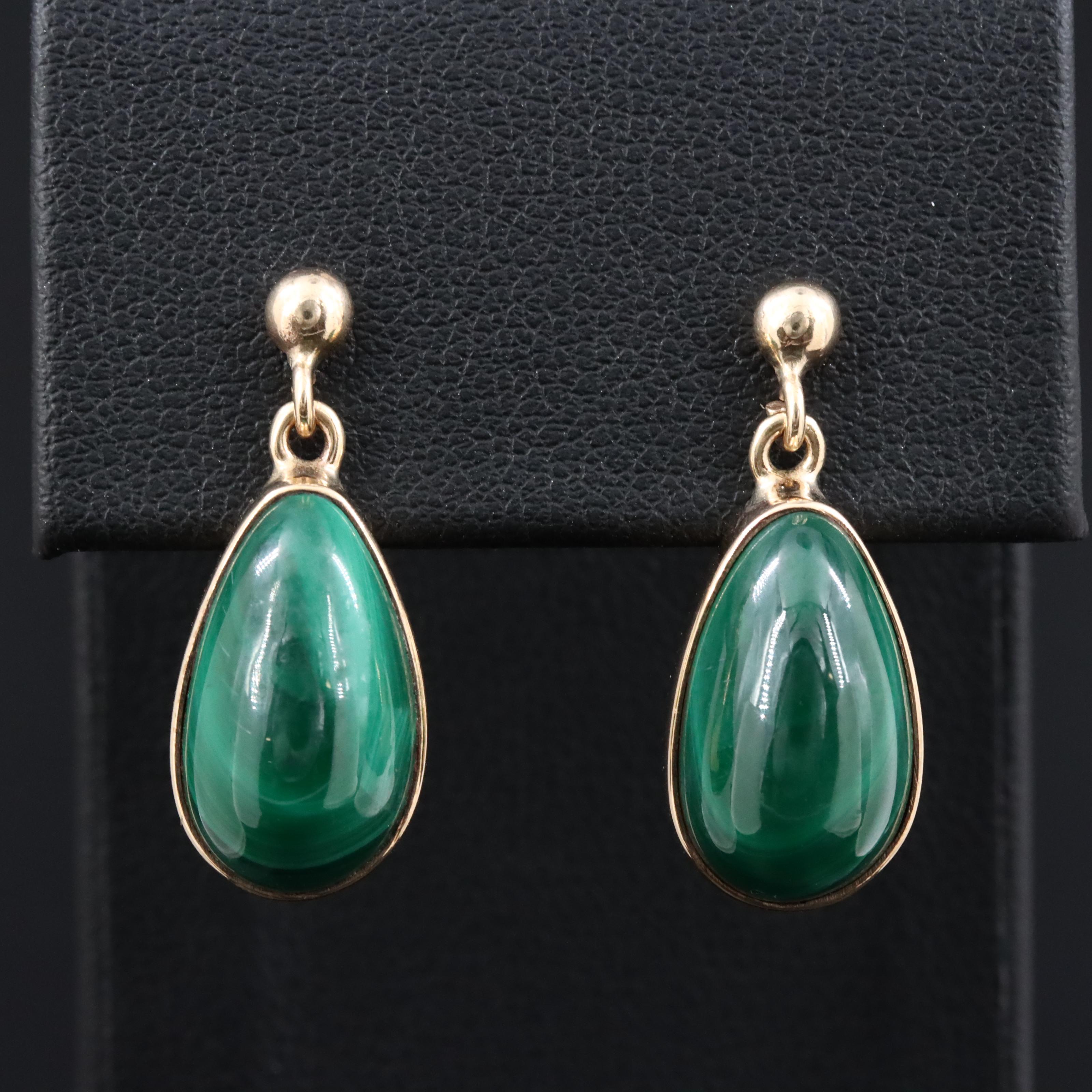 9K Malachite Earrings