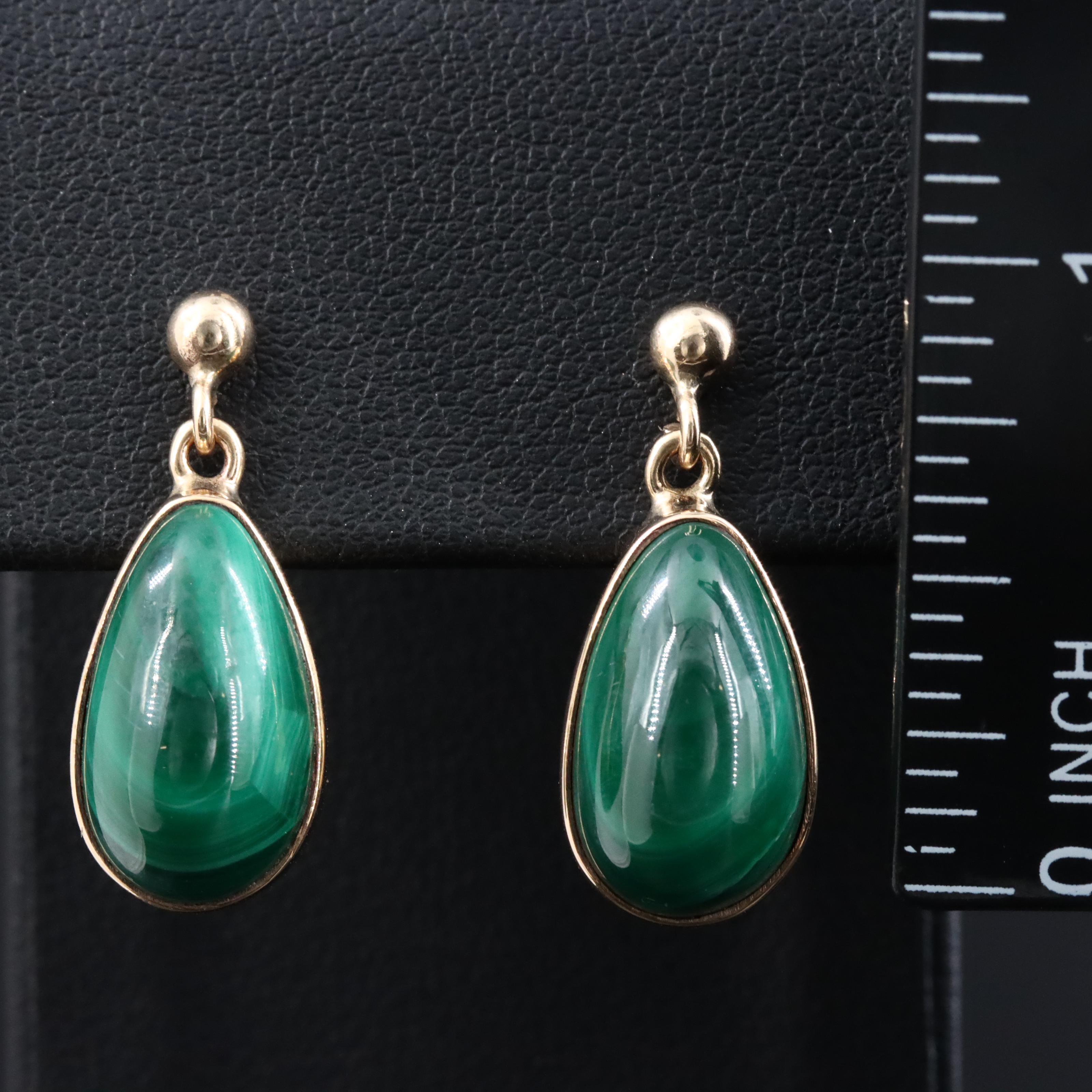 9K Malachite Earrings