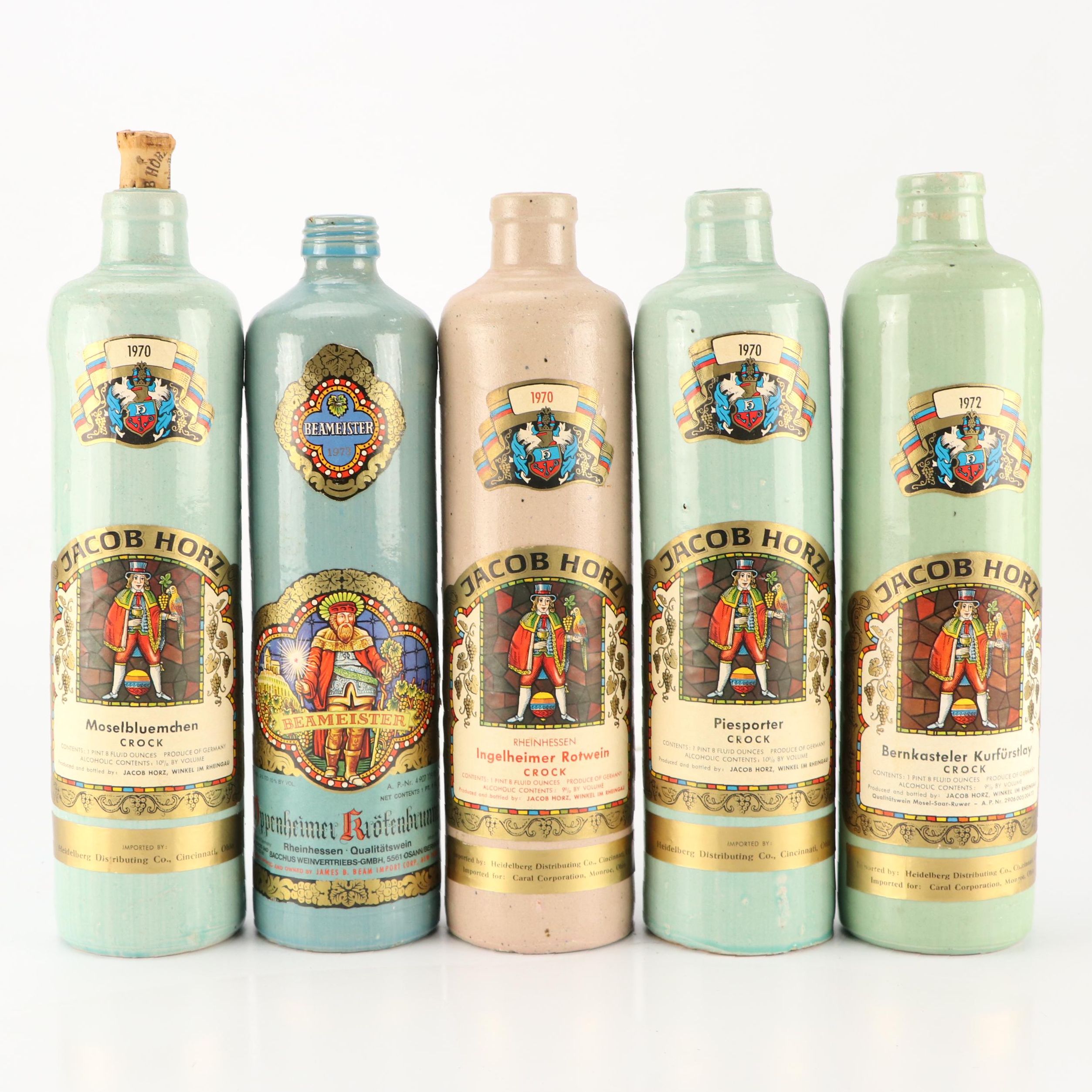 Jacob Horz and Beameister Stoneware Wine Crock Bottles