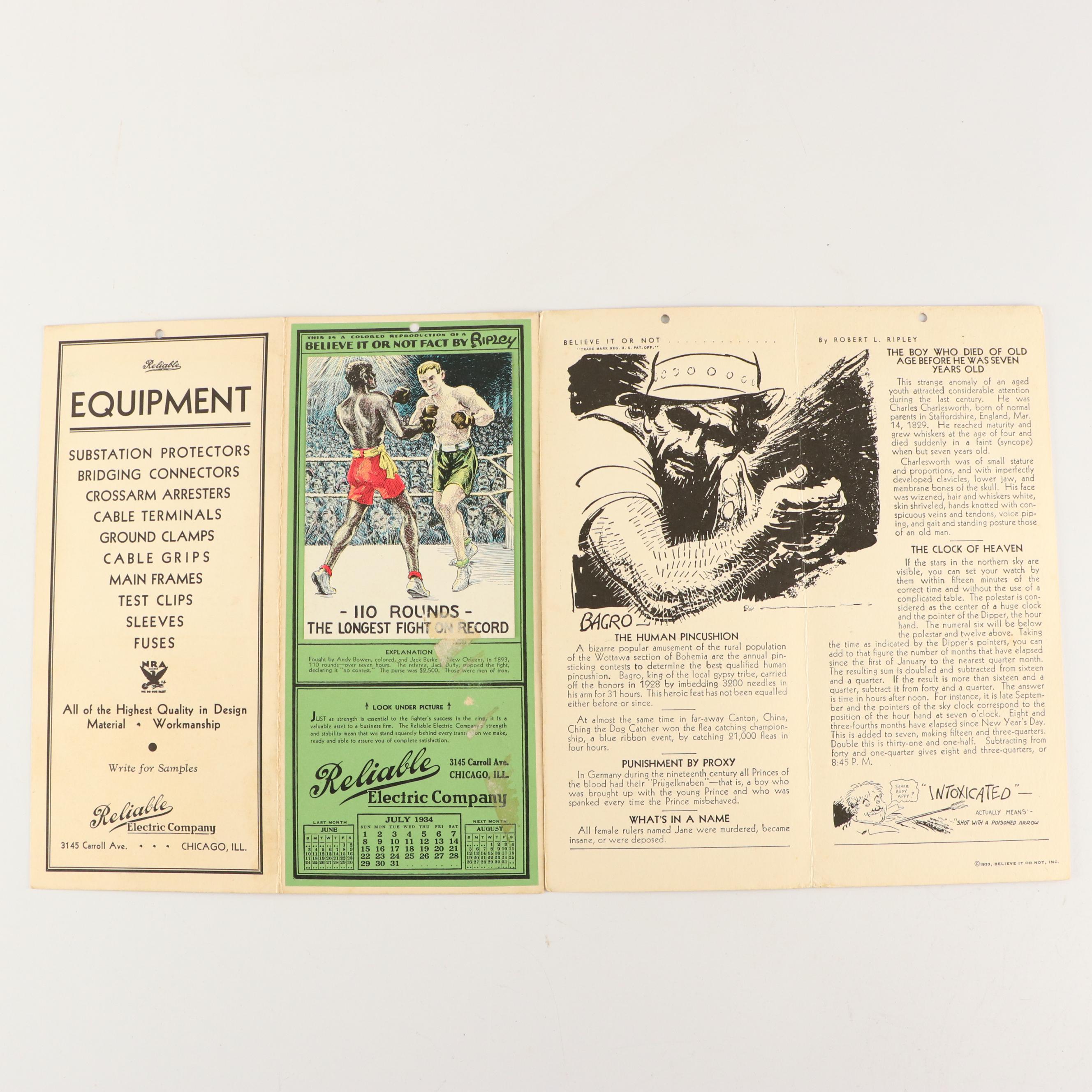 Reliable Electric Company with Other Calendars, Thermometer and More