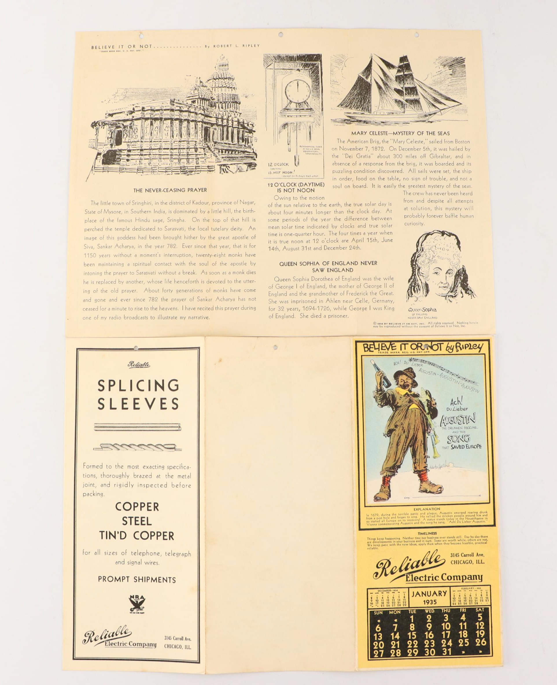 Reliable Electric Company with Other Calendars, Thermometer and More