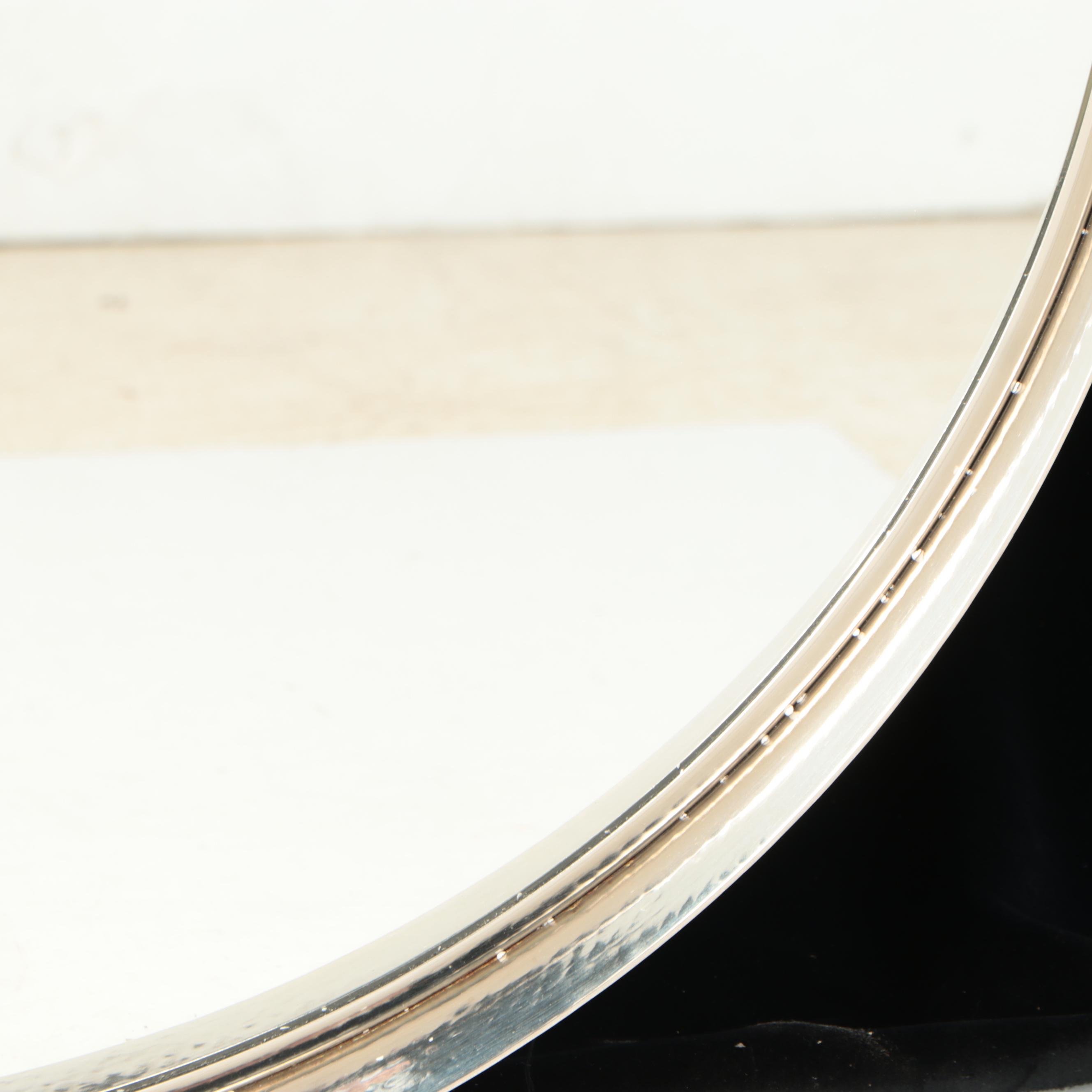 Contemporary Hammered Metal Framed Round Vanity Mirror