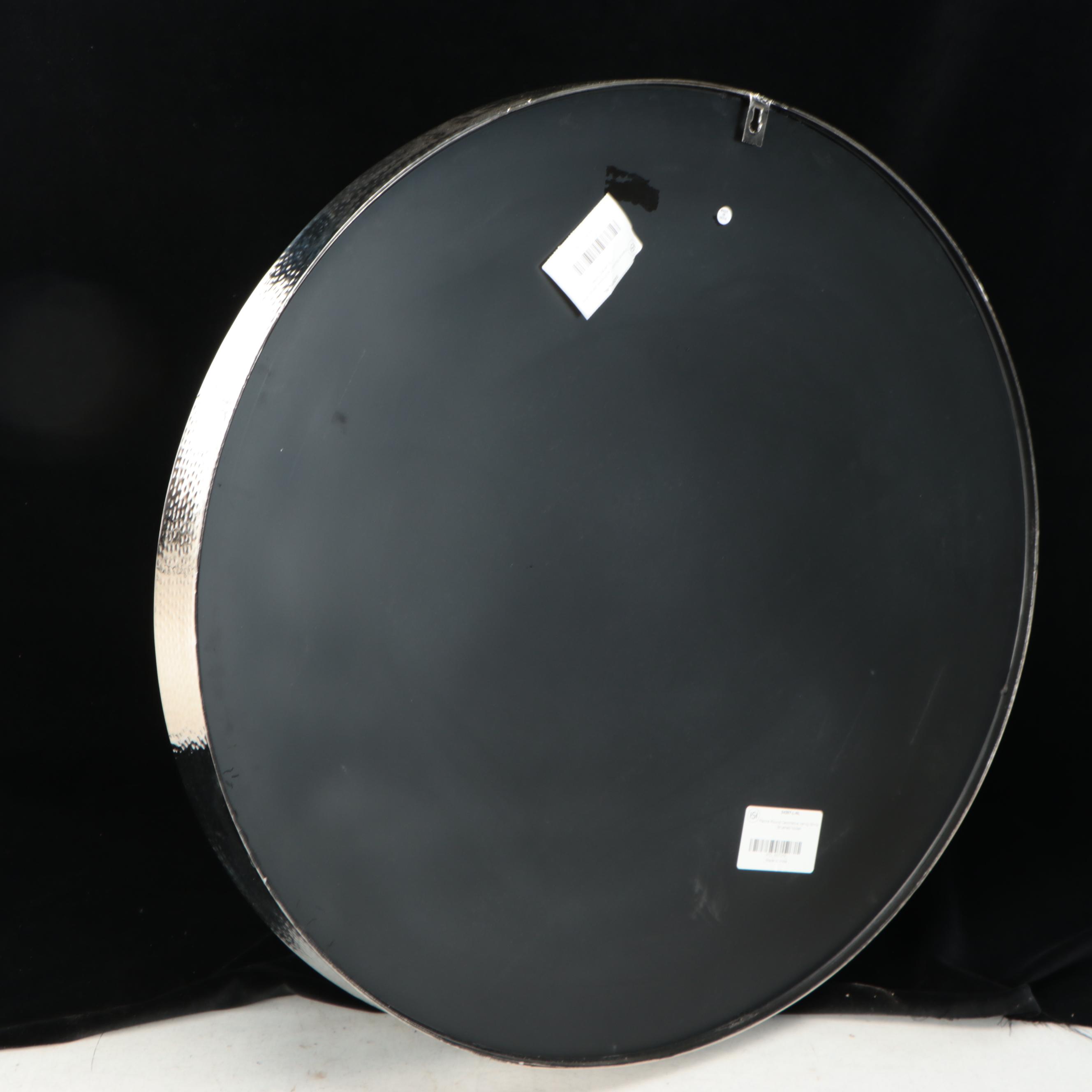 Contemporary Hammered Metal Framed Round Vanity Mirror