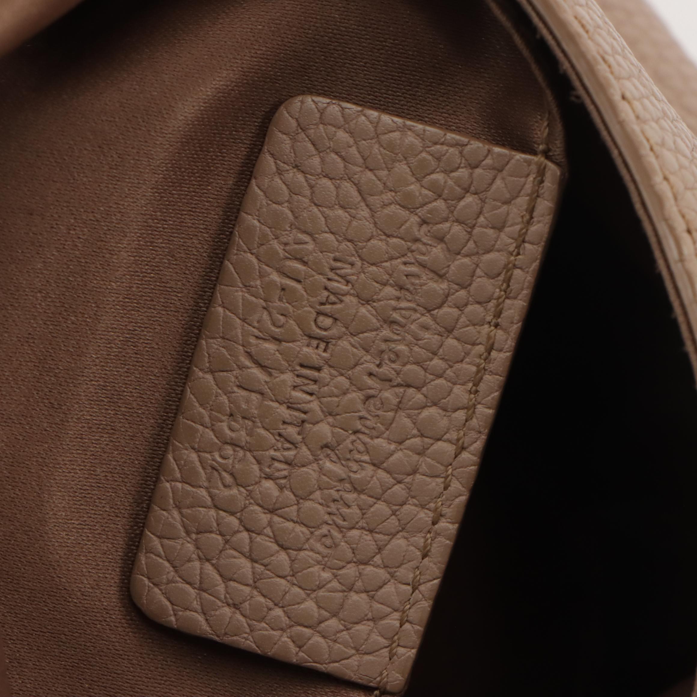 Salvatore Ferragamo Fold-Over Gancini Flap Clutch Bag in Taupe Grained Leather