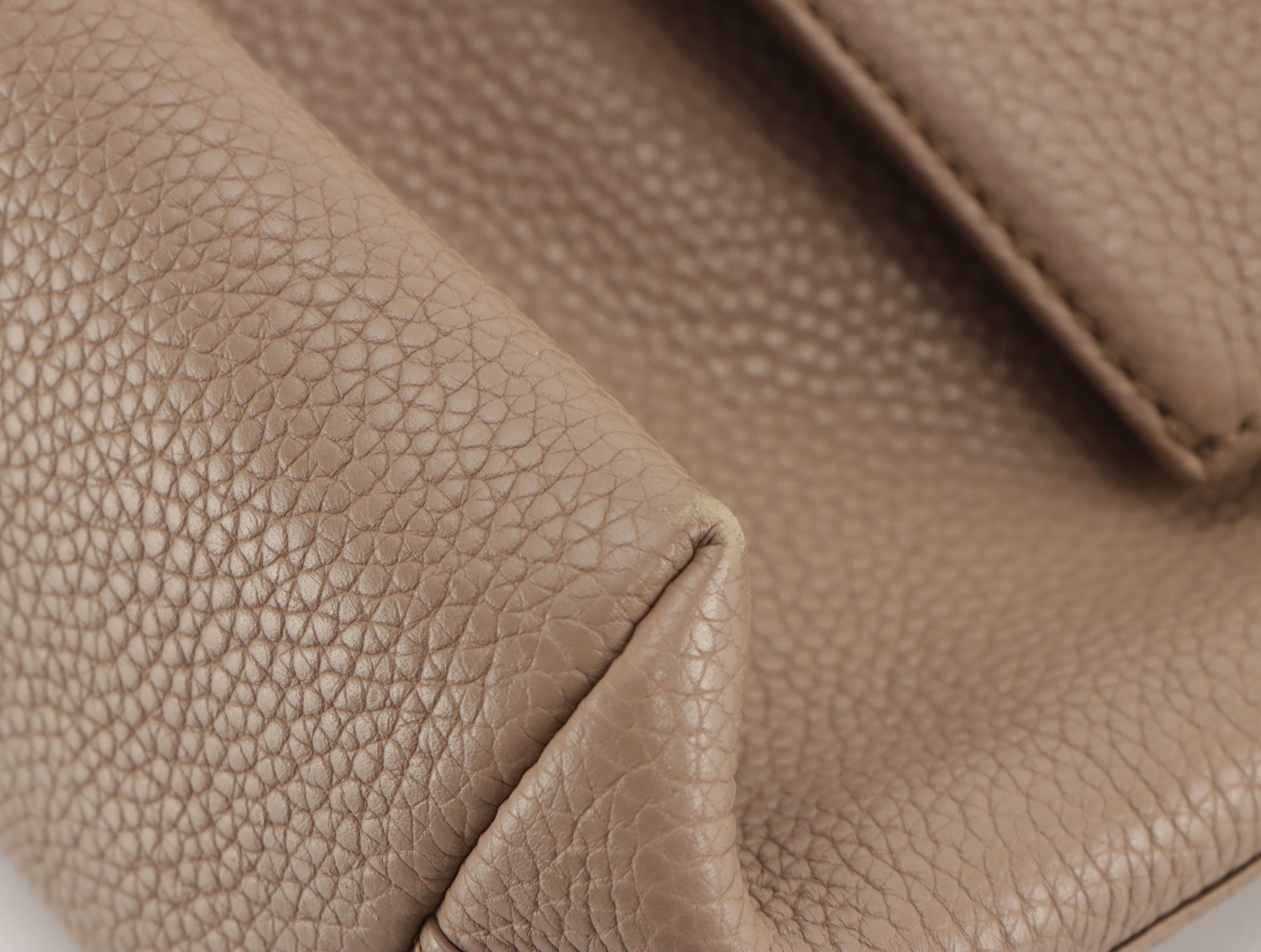 Salvatore Ferragamo Fold-Over Gancini Flap Clutch Bag in Taupe Grained Leather