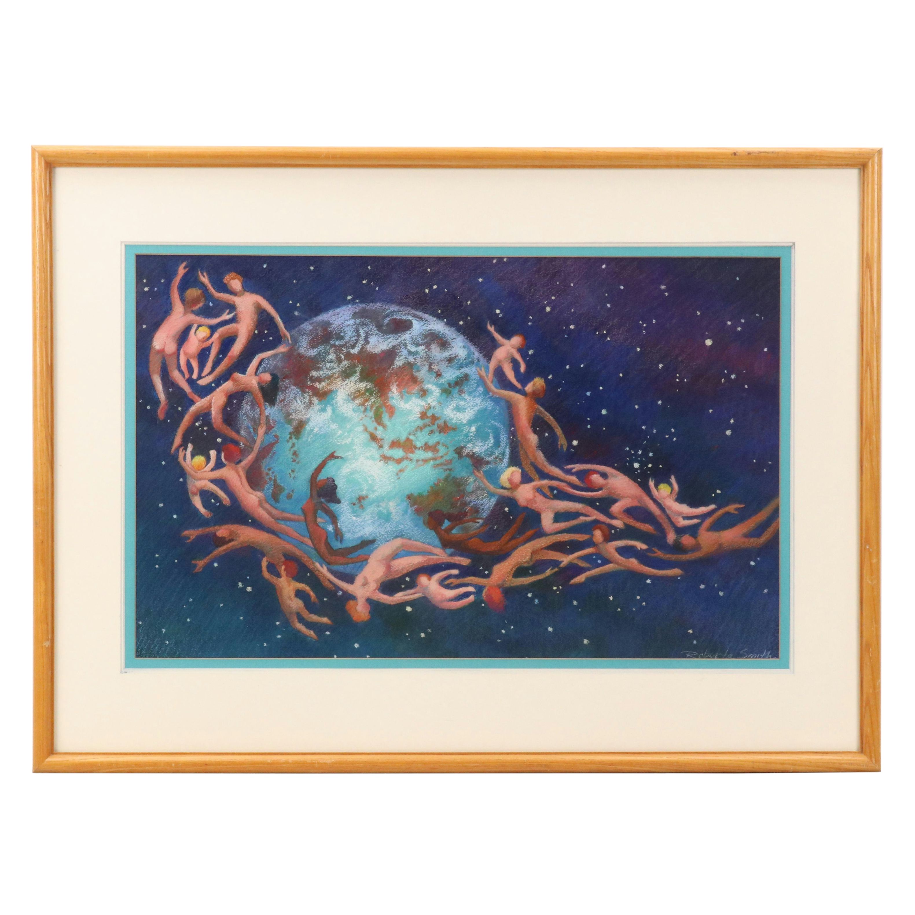 Roberta Smith Surrealist Pastel Drawing "First Glimpse," 1992