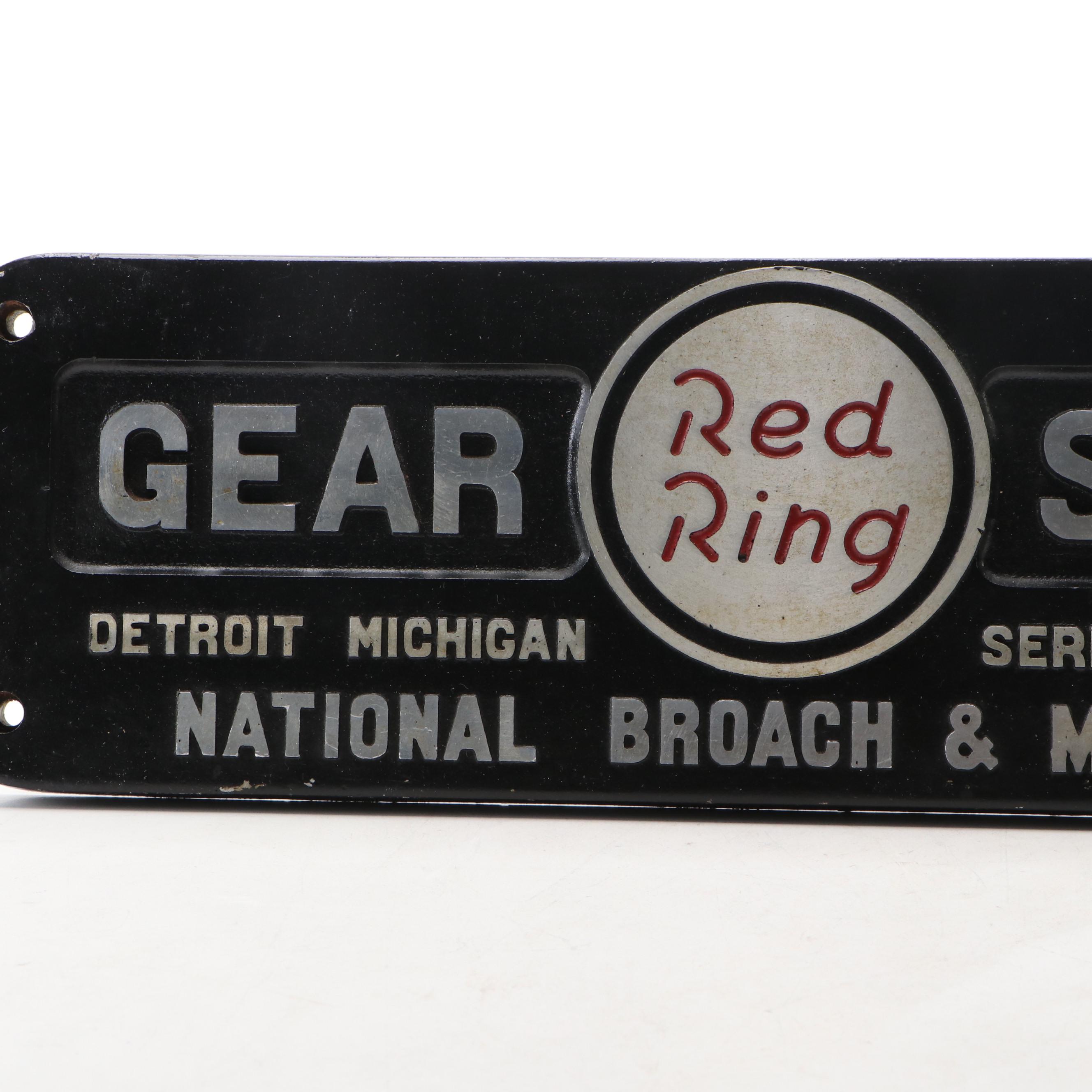 National Broach & Machine Co. Red Wing Gear Shaver Sign