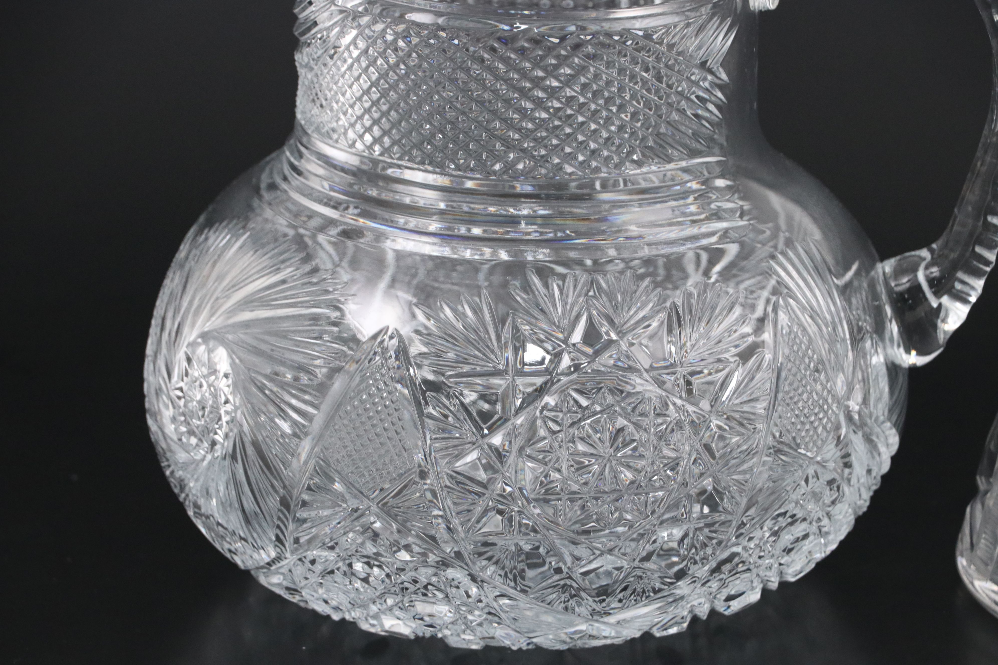 American Brilliant Cut Glass Champagne and Other Pitchers