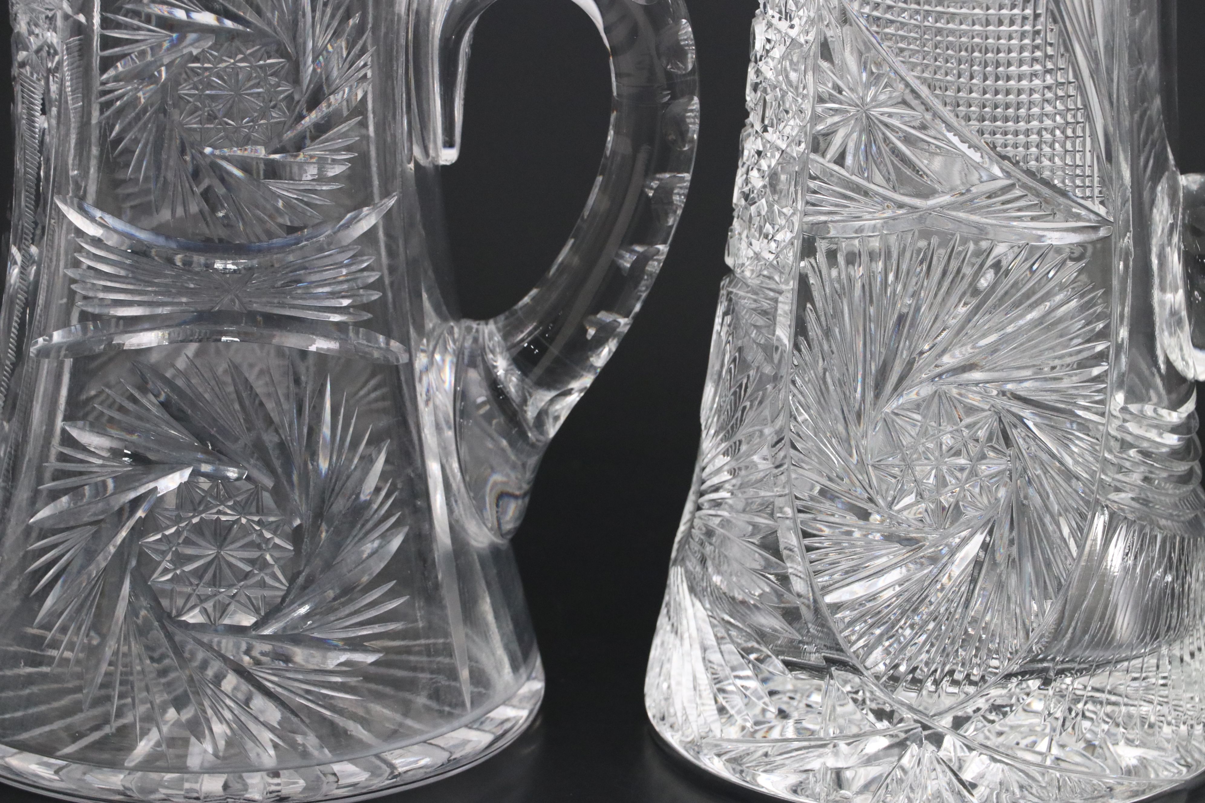 American Brilliant Cut Glass Champagne and Other Pitchers