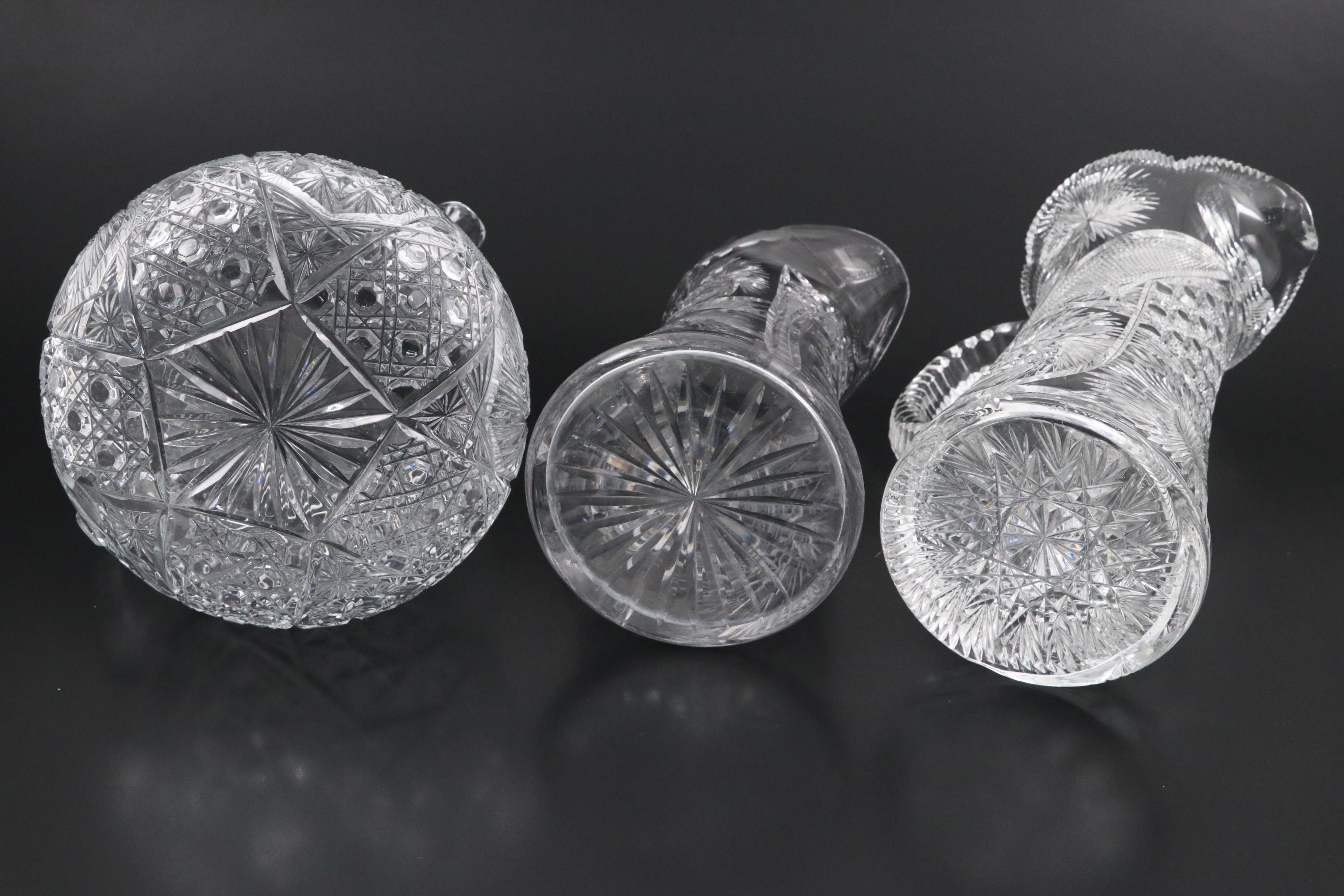 American Brilliant Cut Glass Champagne and Other Pitchers