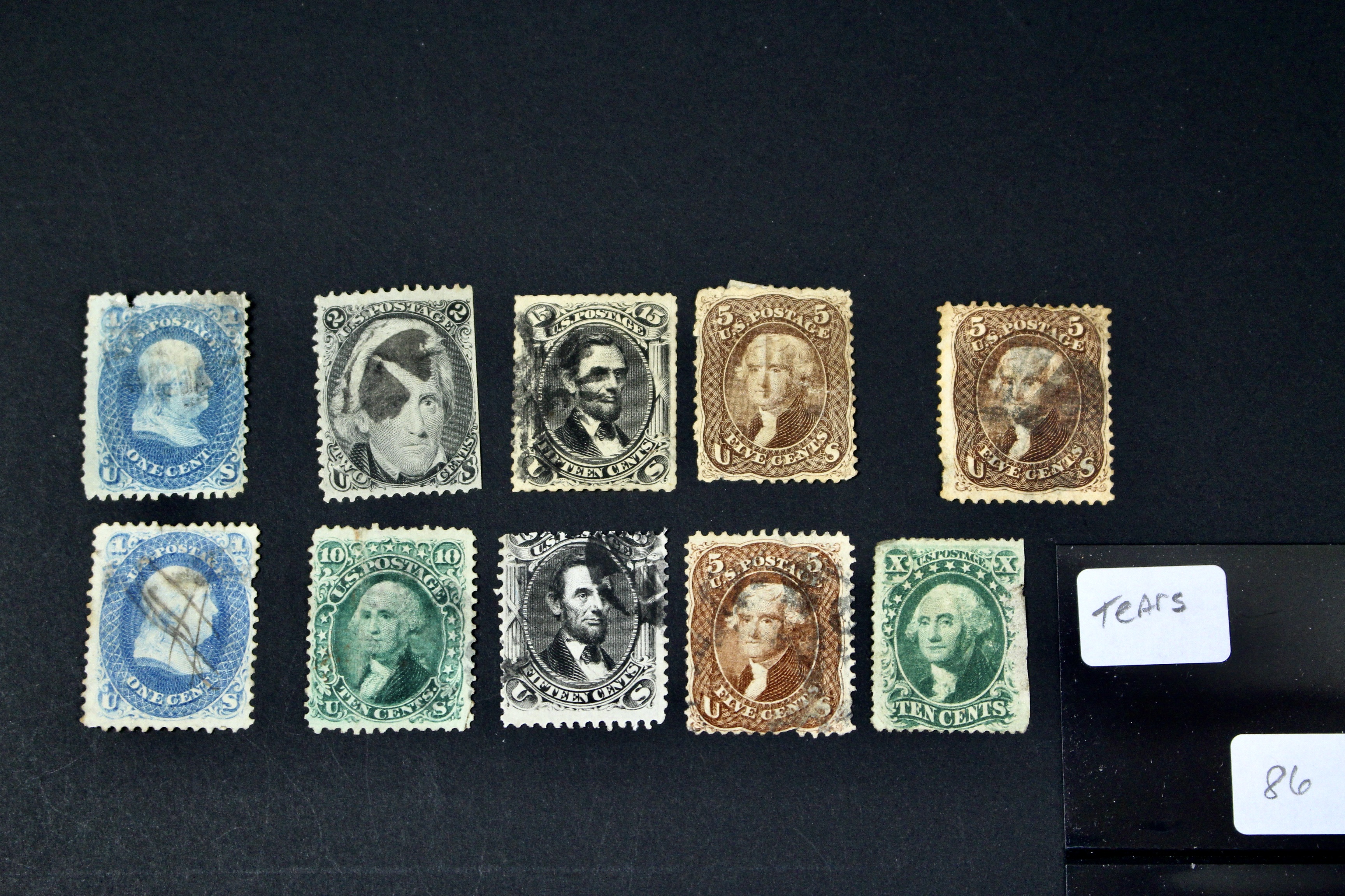 Ninety-One Early U.S. Postage Stamps