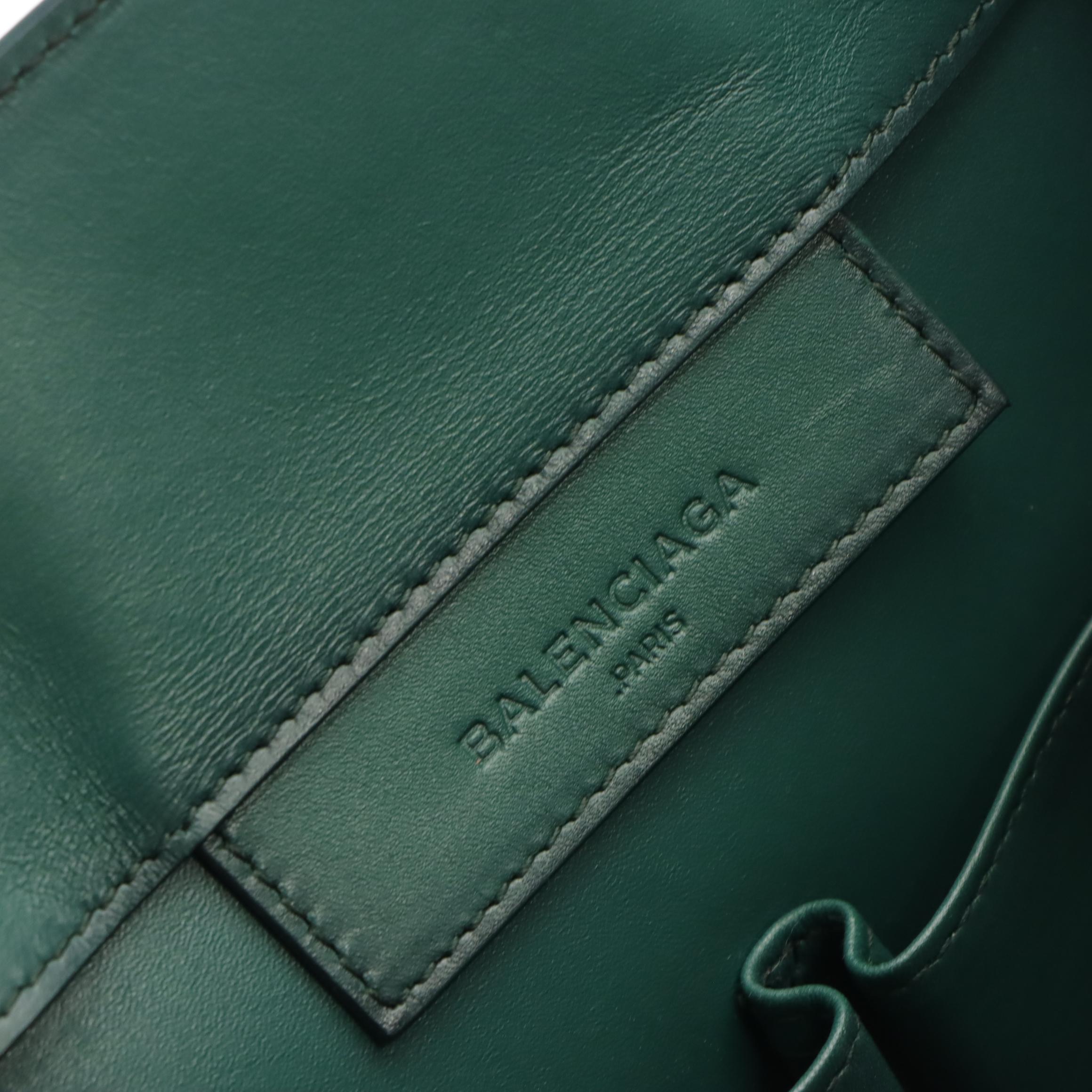 Balenciaga Medium Papier A5 Classic Studs Tote in Emerald Smooth Leather