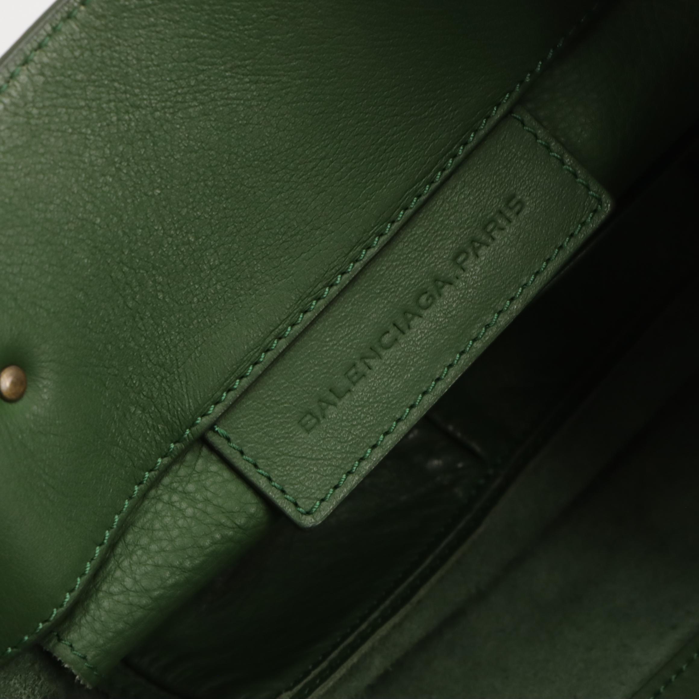 Balenciaga Papier A4 Medium Tote in Cypress Green Grained Leather