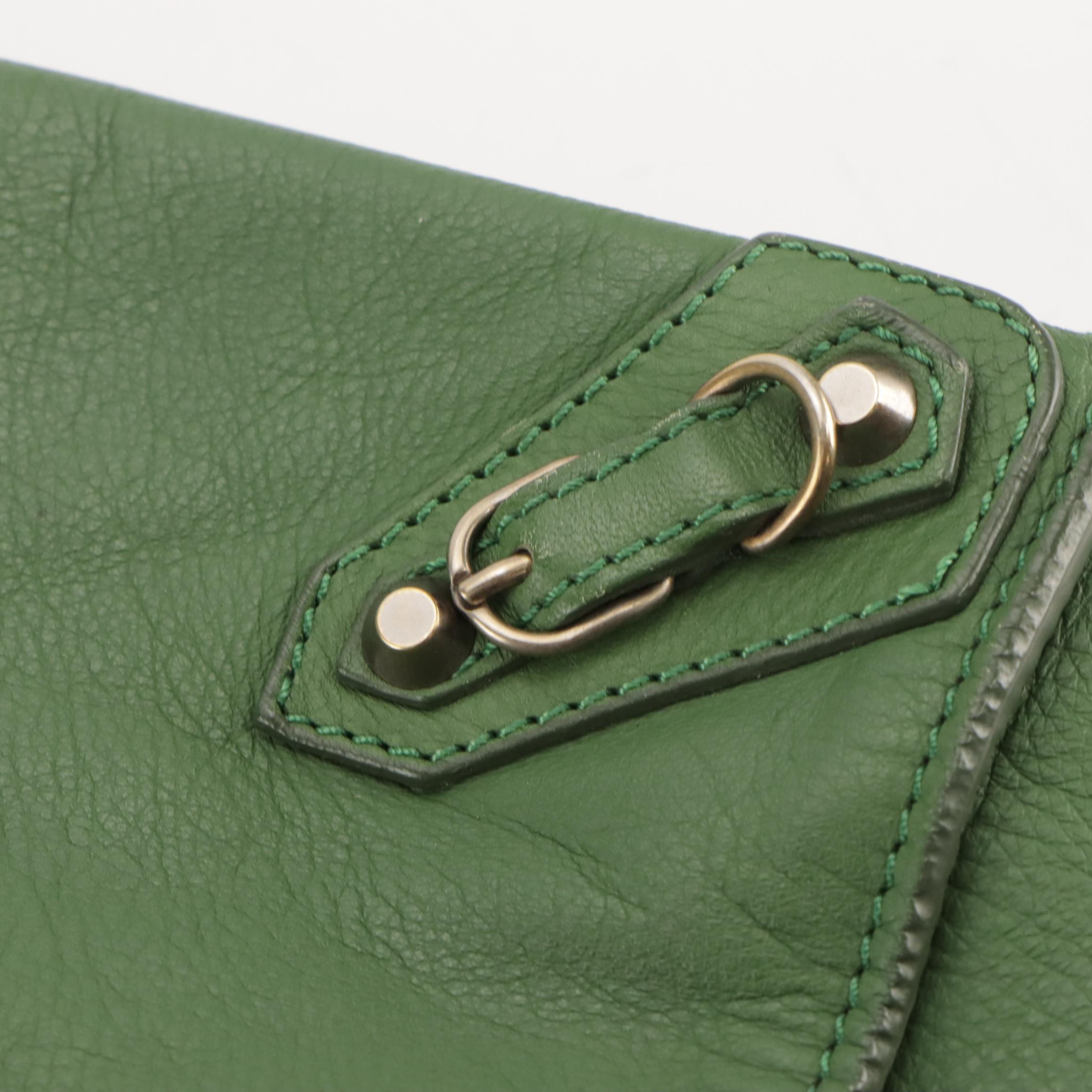 Balenciaga Papier A4 Medium Tote in Cypress Green Grained Leather