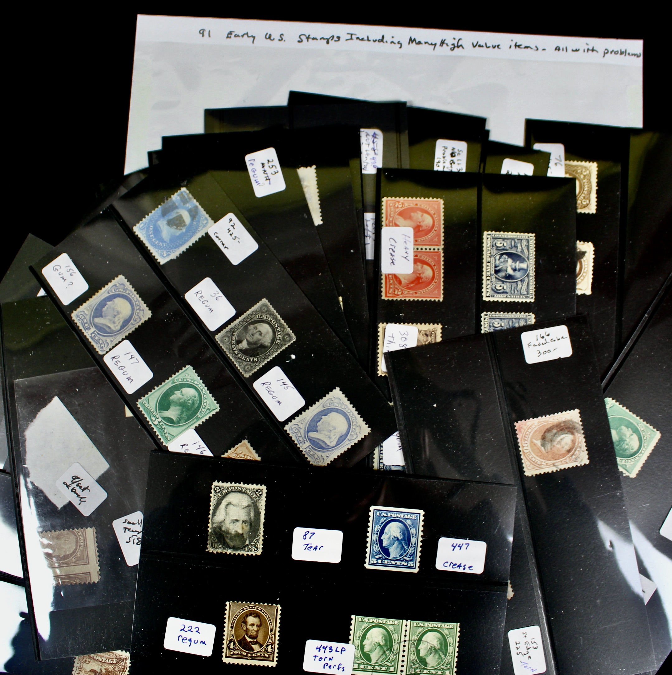 Ninety-One Early U.S. Postage Stamps