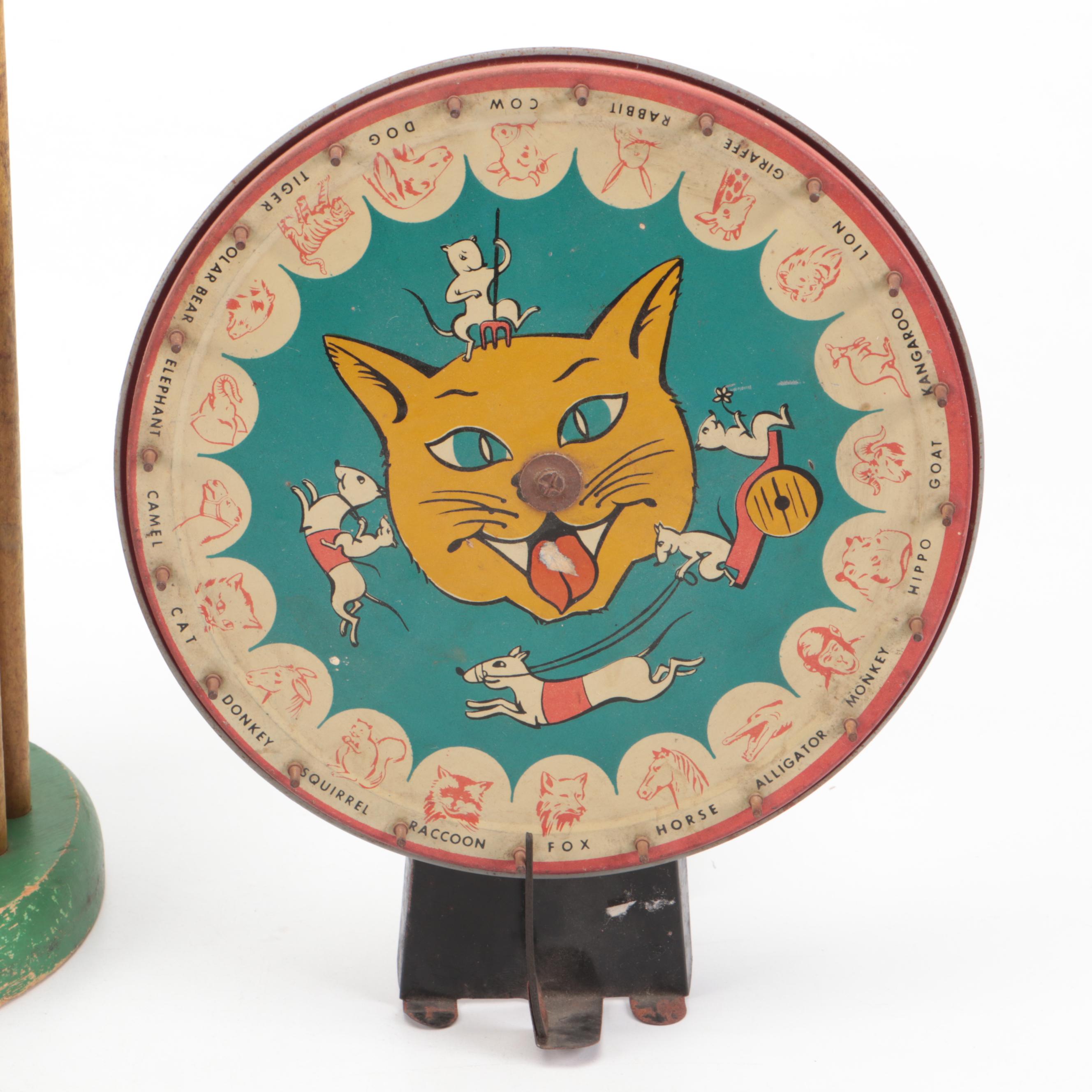 "The Ranger Animal Fair" Tin Pinwheel and Other Vintage Children's Toys