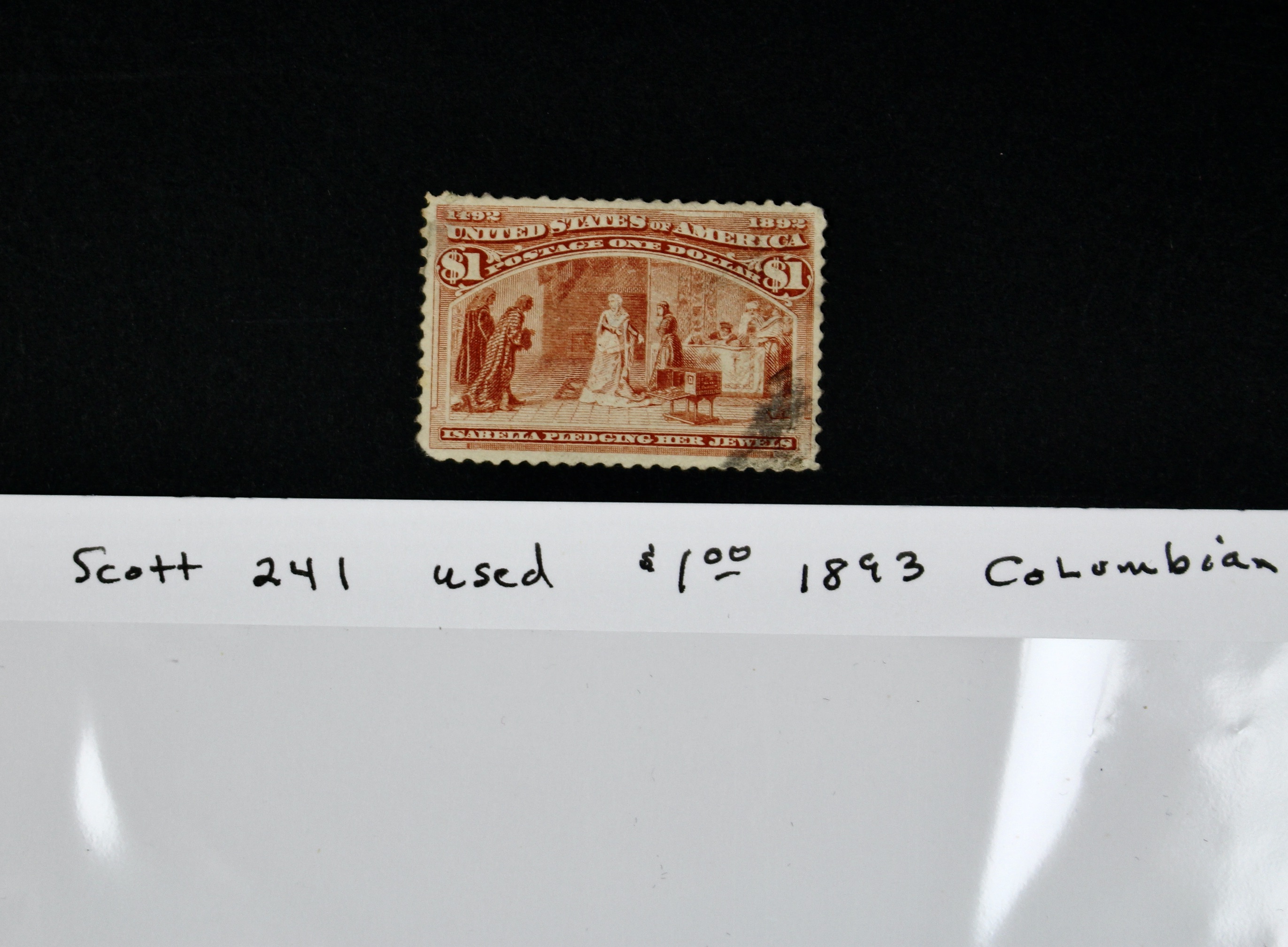 $1 1893 Columbian Exposition Used Postage Stamp, Scott 241