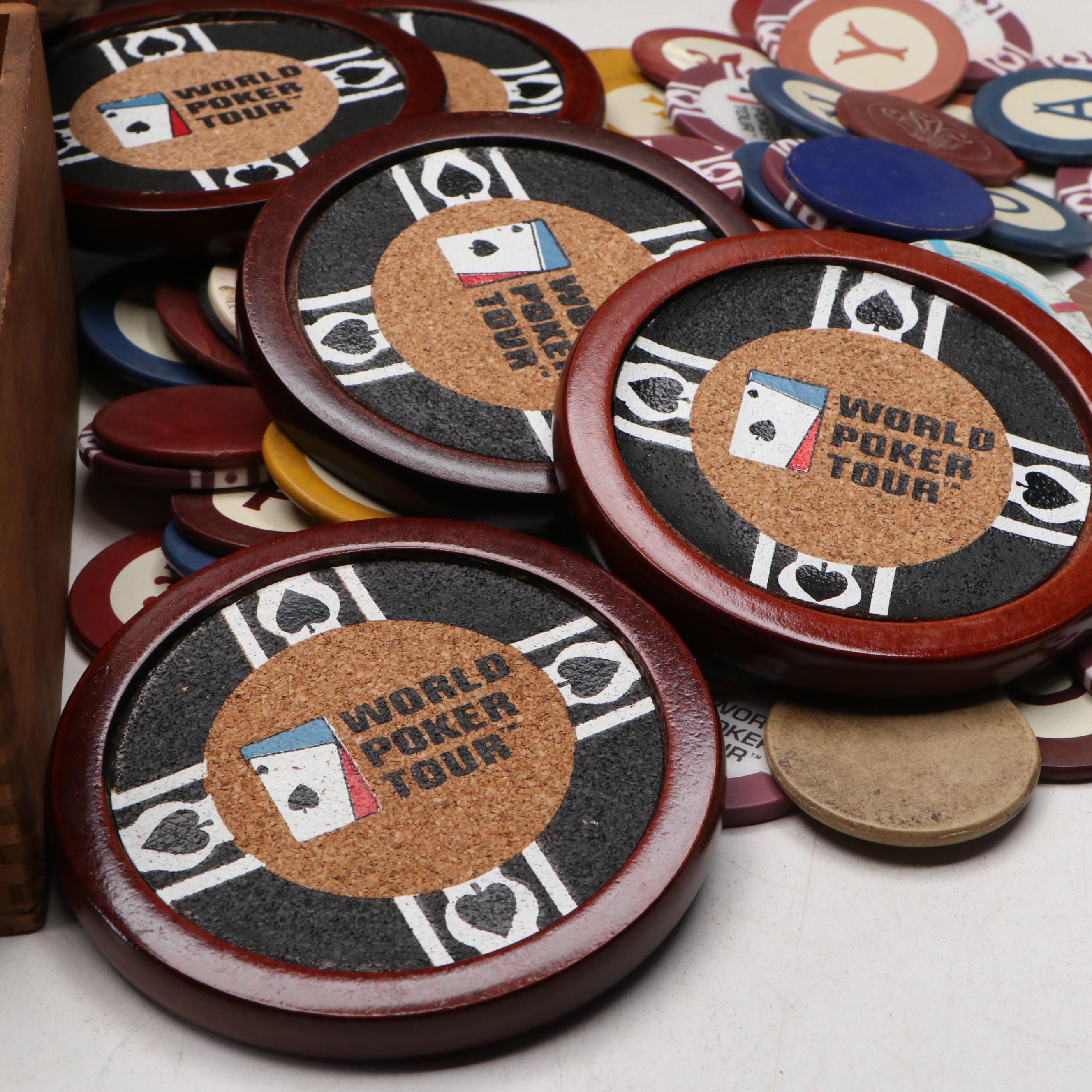 "Feeding The Kitty" Print After Arthur Sarnoff with Poker Chips and Coasters