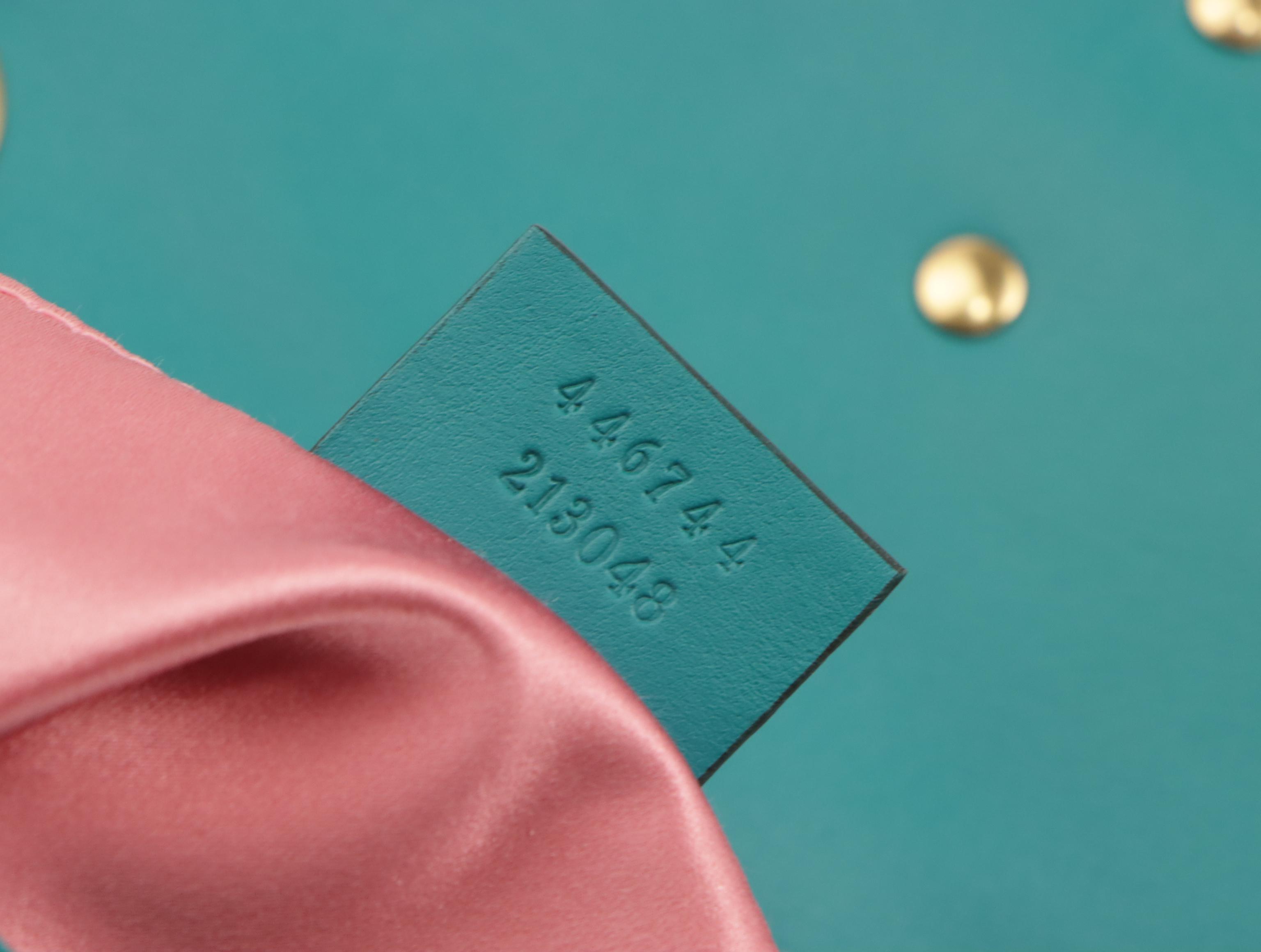 Gucci GG Marmont Flap Crossbody Chain Bag in Teal Blue Matelassé Chevron Velvet