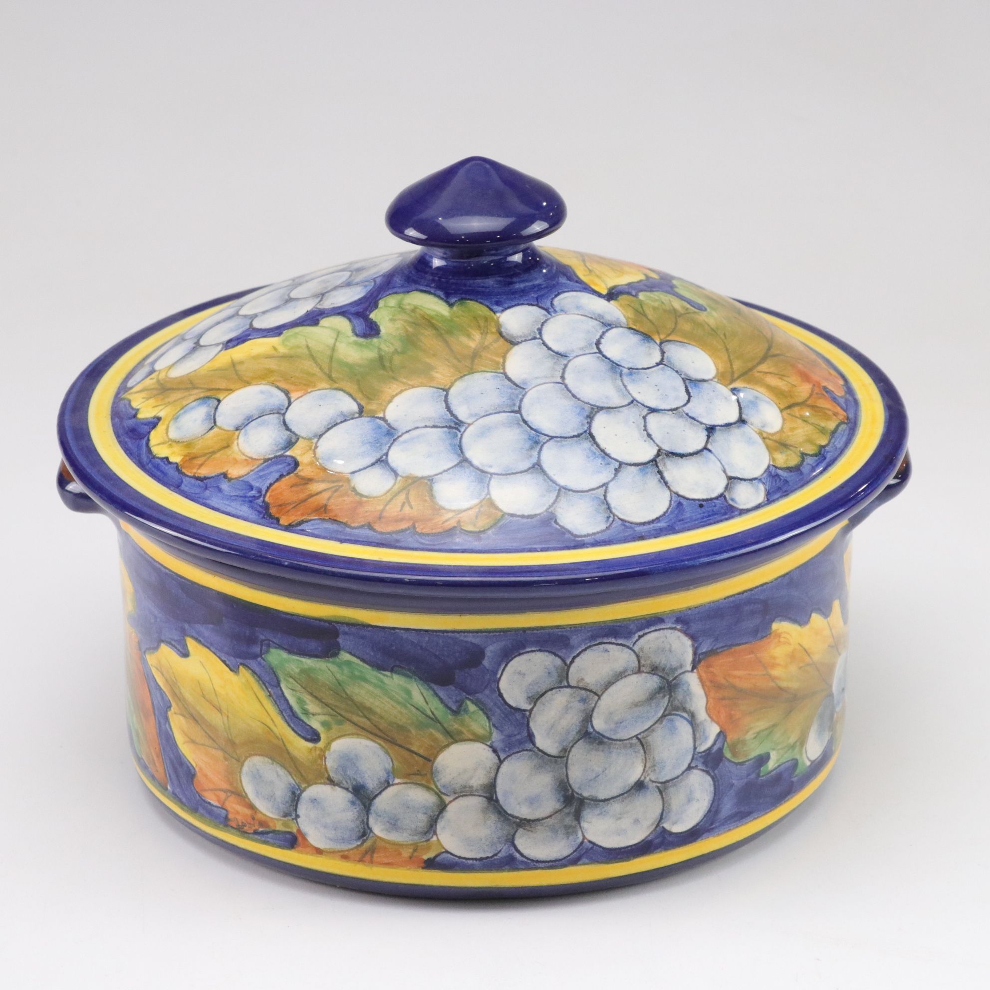 Hand Decorated European Ceramic Covered Casserole, Baking Dish, and Pitcher