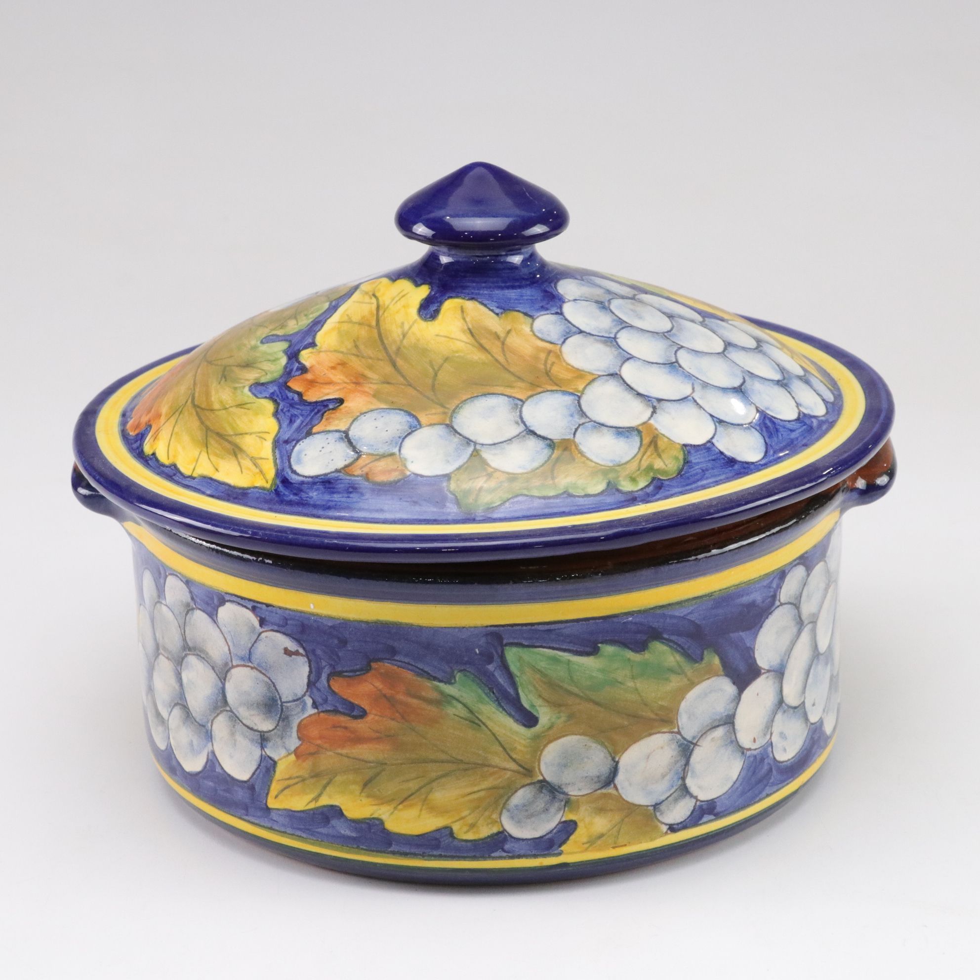 Hand Decorated European Ceramic Covered Casserole, Baking Dish, and Pitcher