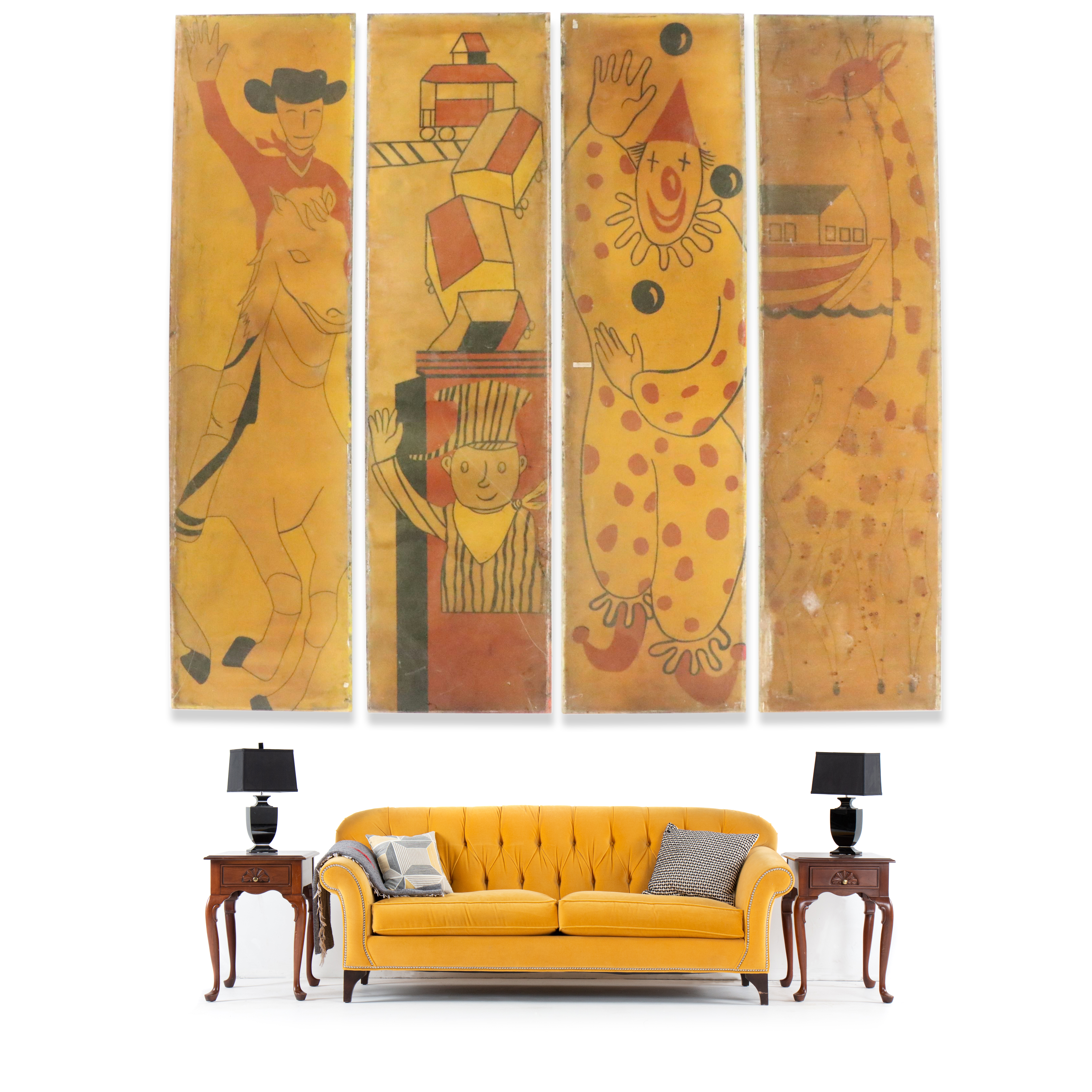 Four Acrylic on Fiberglass Carnival Theme Panels