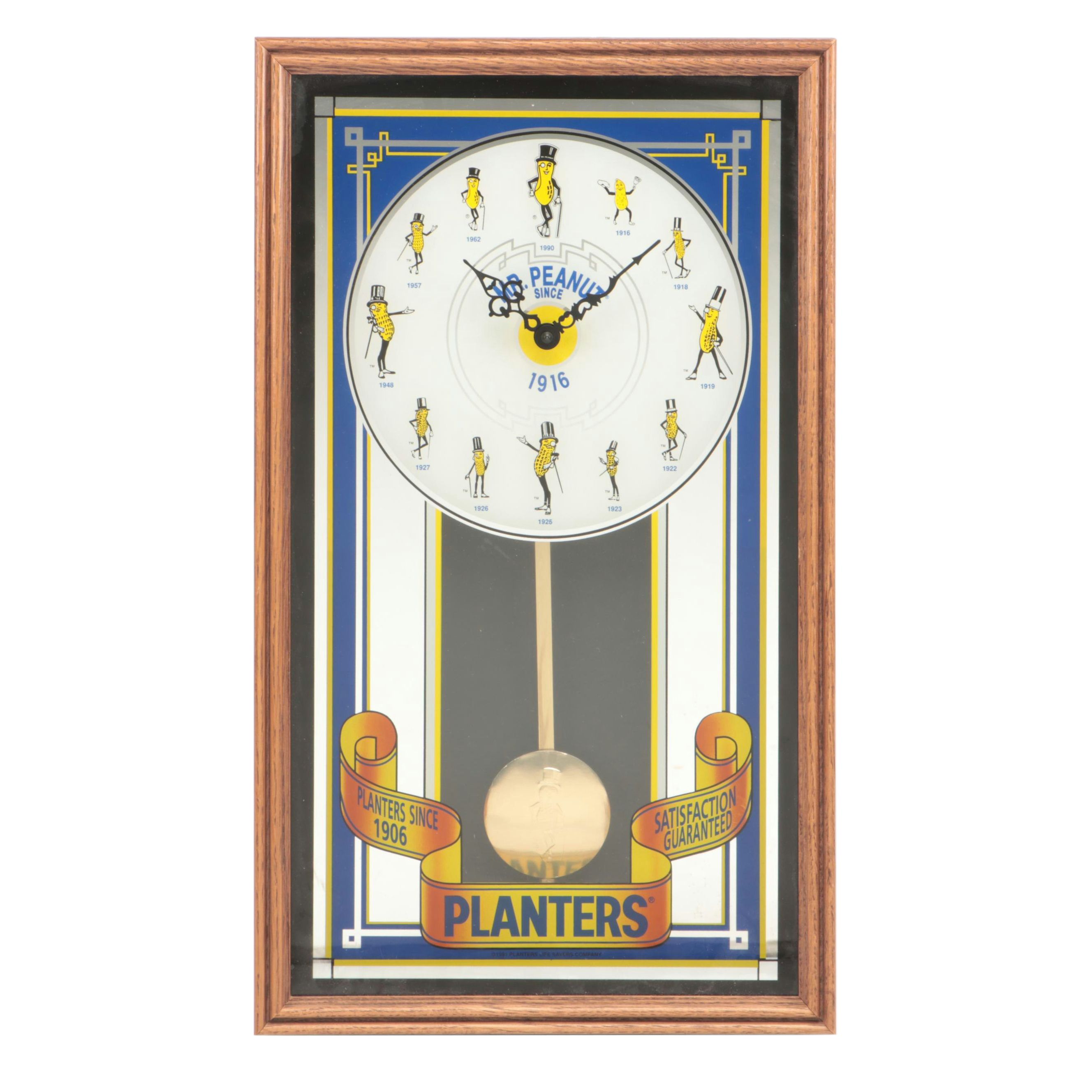 Planters Mr. Peanut Pendulum Wall Clock, 1991