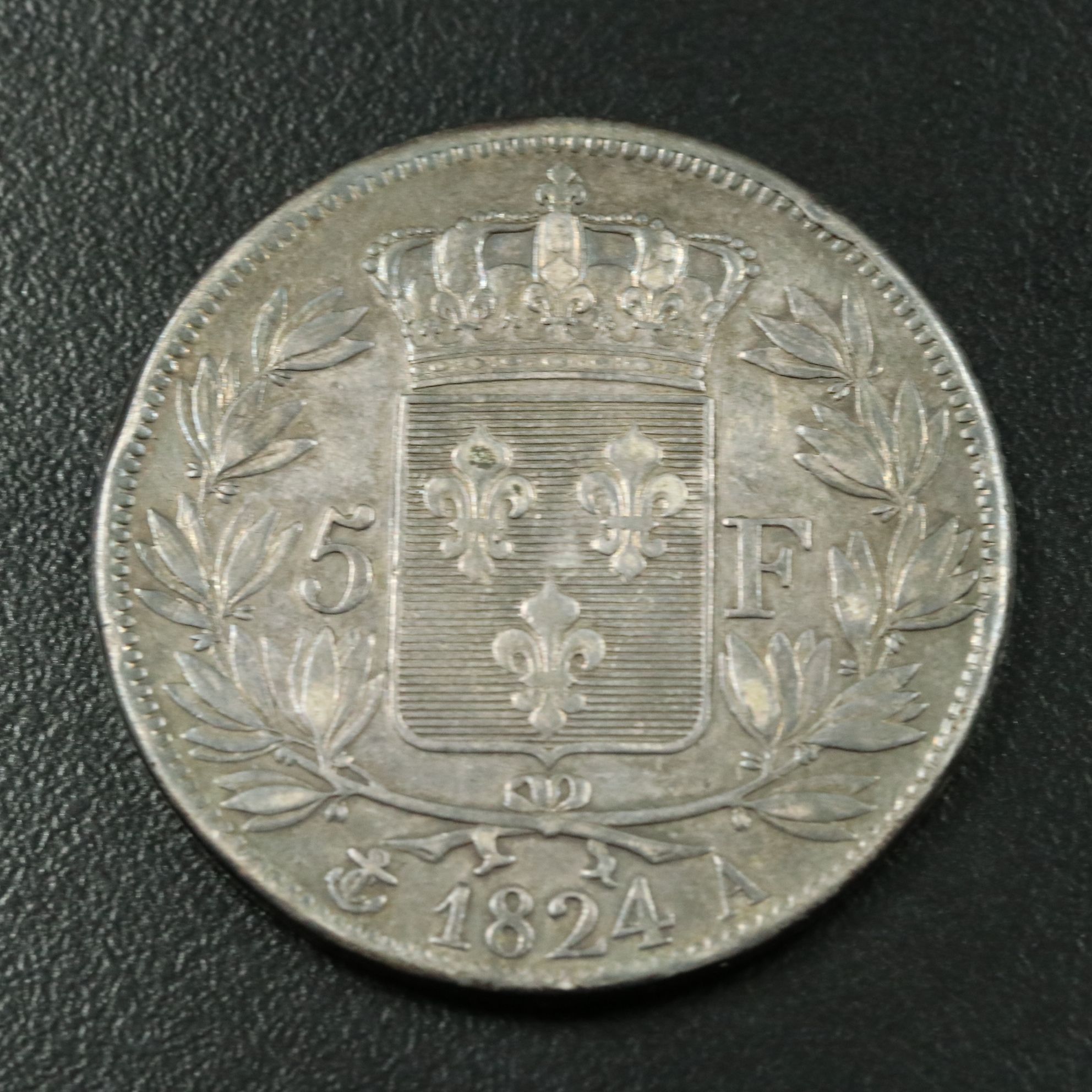 1824 A France Five Francs Silver Coin